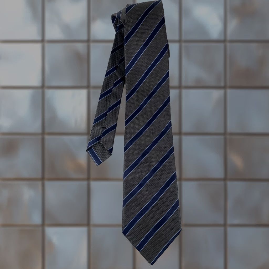 Vintage PROCHOWNICK Silk tie Made in Italy Gray Blue diagonal striped Tie Men Classic 57-60 in. Gray Blue Diagonal Striped Silk Tie Size ONE SIZE - 1 Thumbnail