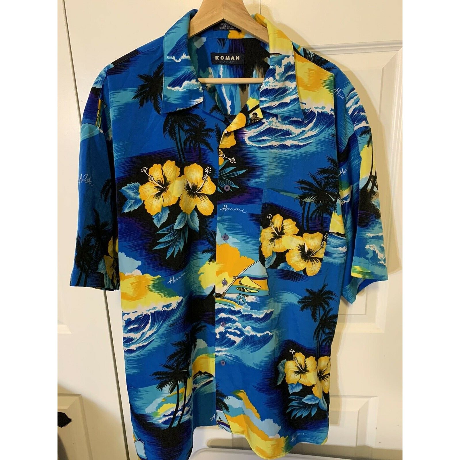 Koman Koman Sport Men’s Sz 2XL Blue Hawaiian Shirt Tropical Hawaii Size US XXL / EU 58 / 5 - 7 Thumbnail