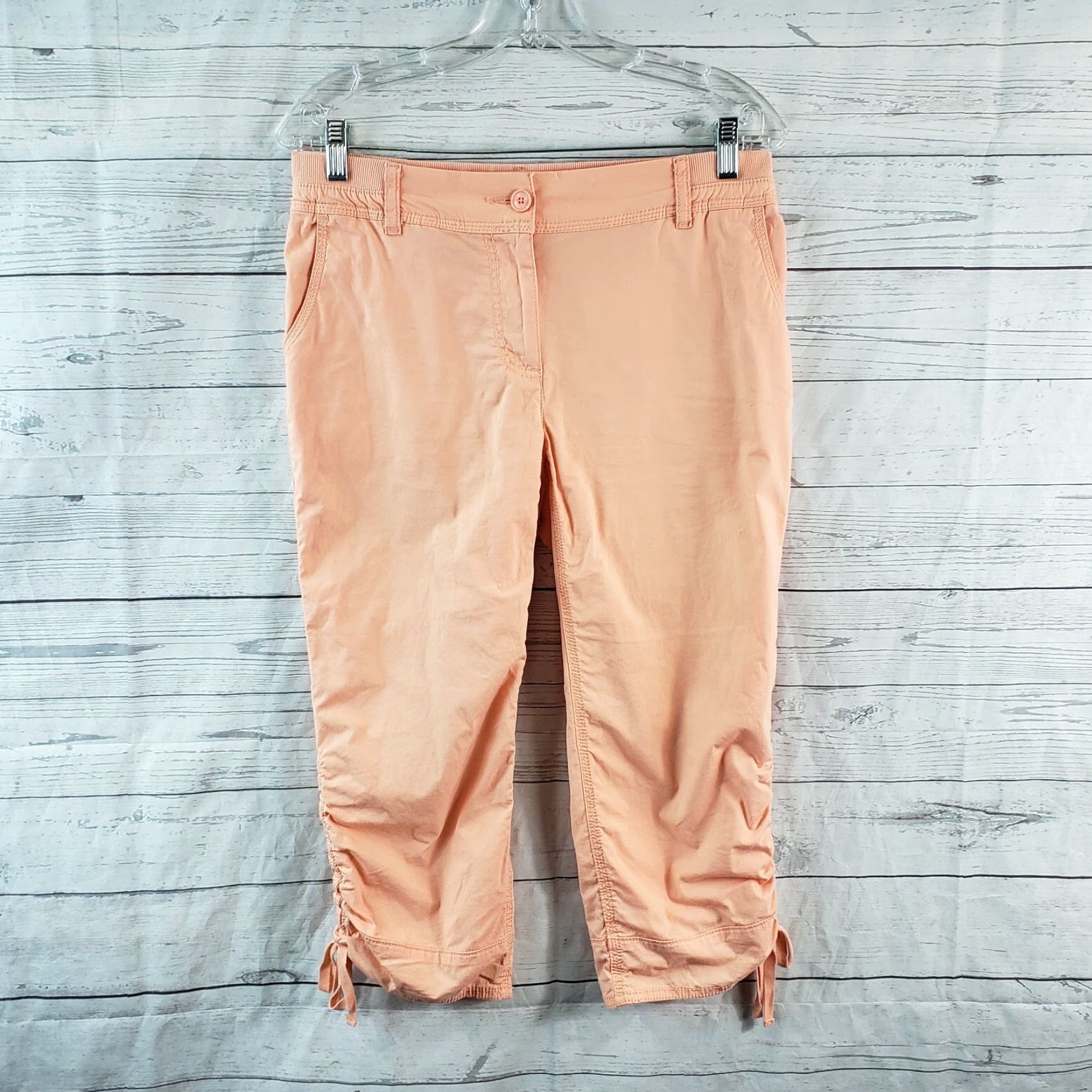 Vintage Chicos Womens Cropped Pants Zip Cotton Blend Mid Rise Orange 4 Inseam 20 Womens Size 27" / US 4 / IT 40 - 2 Thumbnail