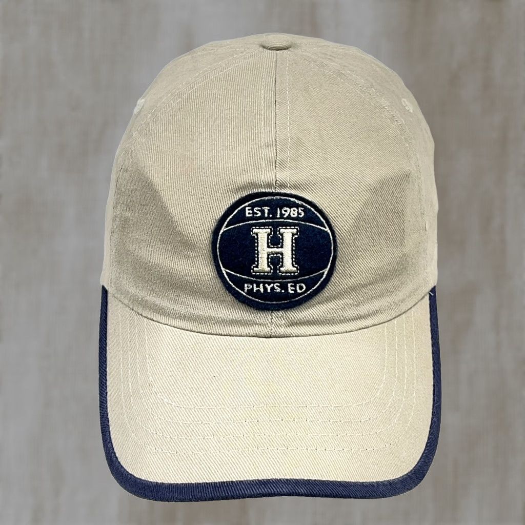 Tommy Hilfiger VINTAGE Tommy Hilfiger Hat Cap Leather Strap Back Tan Blue Spell Out Basketball Hat Size ONE SIZE - 1 Thumbnail