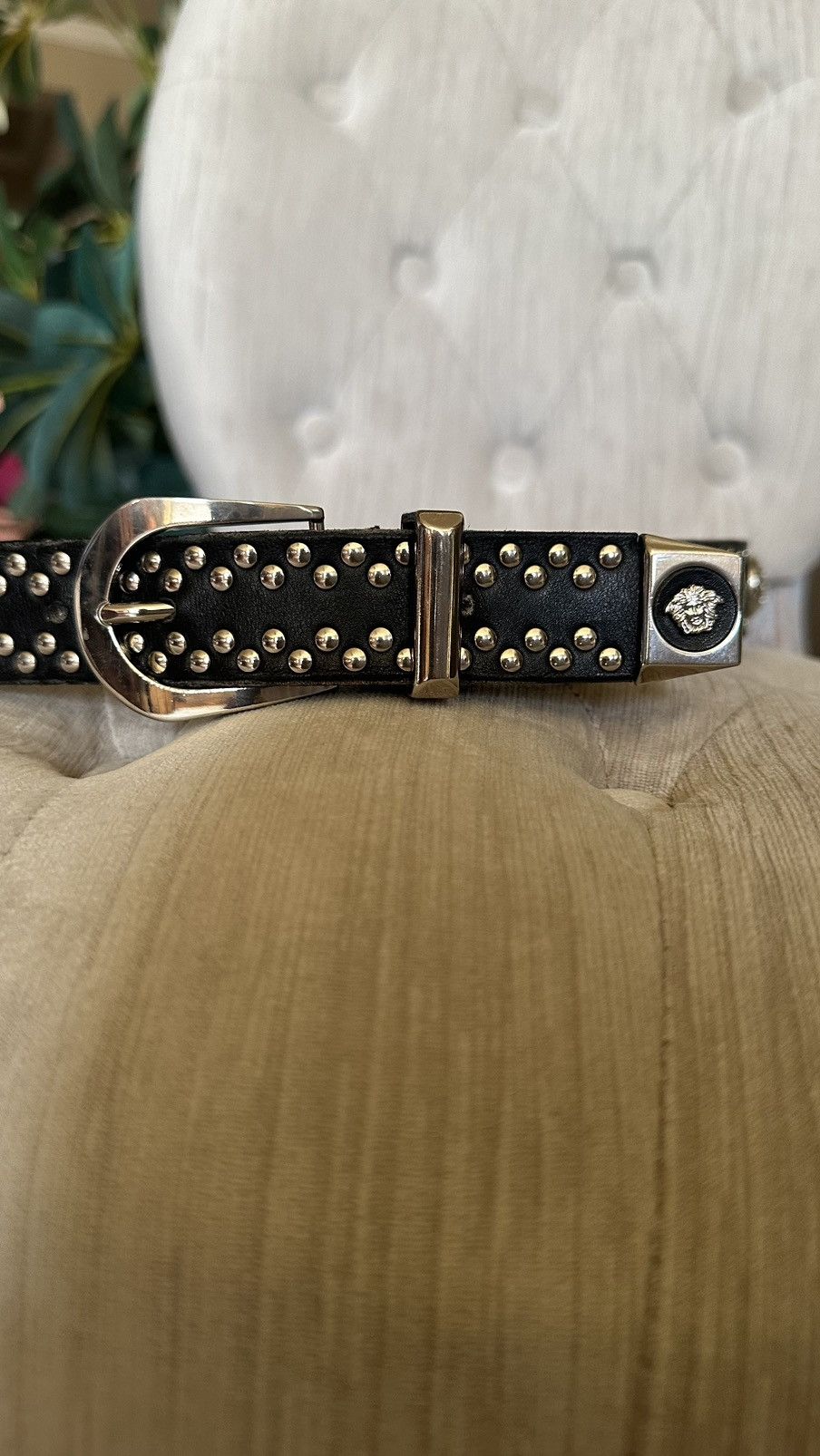 Versace Studded Medusa Heritage Leather Belt Size ONE SIZE - 2 Thumbnail
