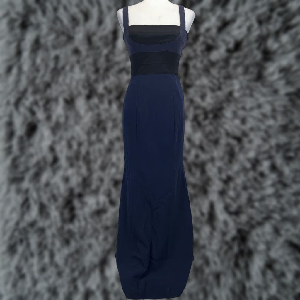 VINTAGE BCBGMAXAZRIA Women Dress Size 4 Sleeveless Mermaid Long Navy Black  - ilac.rochib.com