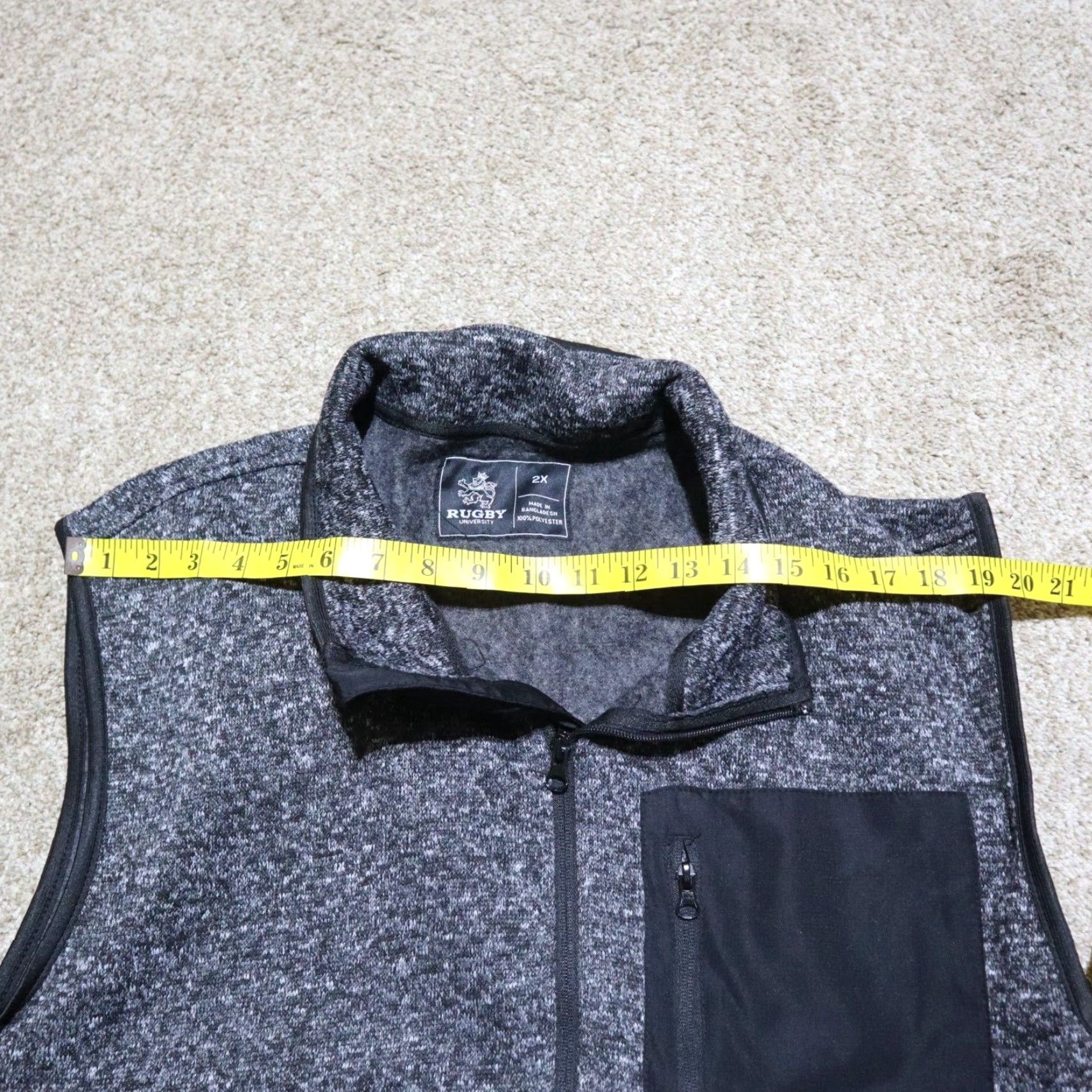 Vintage Rugby University Vest Hoodie Shirt Men's Big & Tall 2X Gray Zip Hooded Winter University - Mens Size US XXL / EU 58 / 5 - 6 Thumbnail