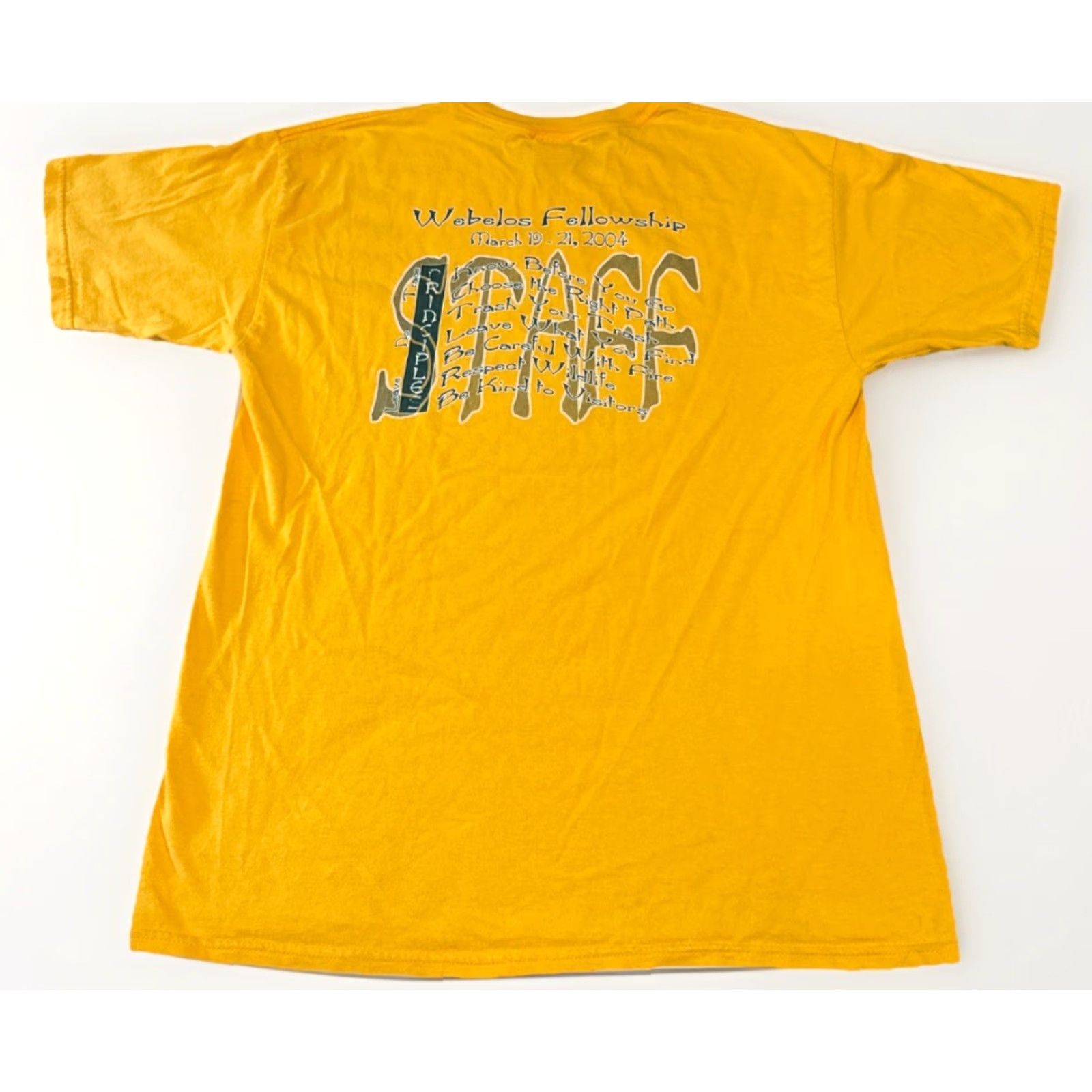 Vintage VINTAGE 2004 Leave No Trace Nature Conservation BSA Scouts Webelos T-Shirt Large Yellow Mens L Shirt Nature 2004 Boy Scouts Size US L / EU 52-54 / 3 - 2 Thumbnail