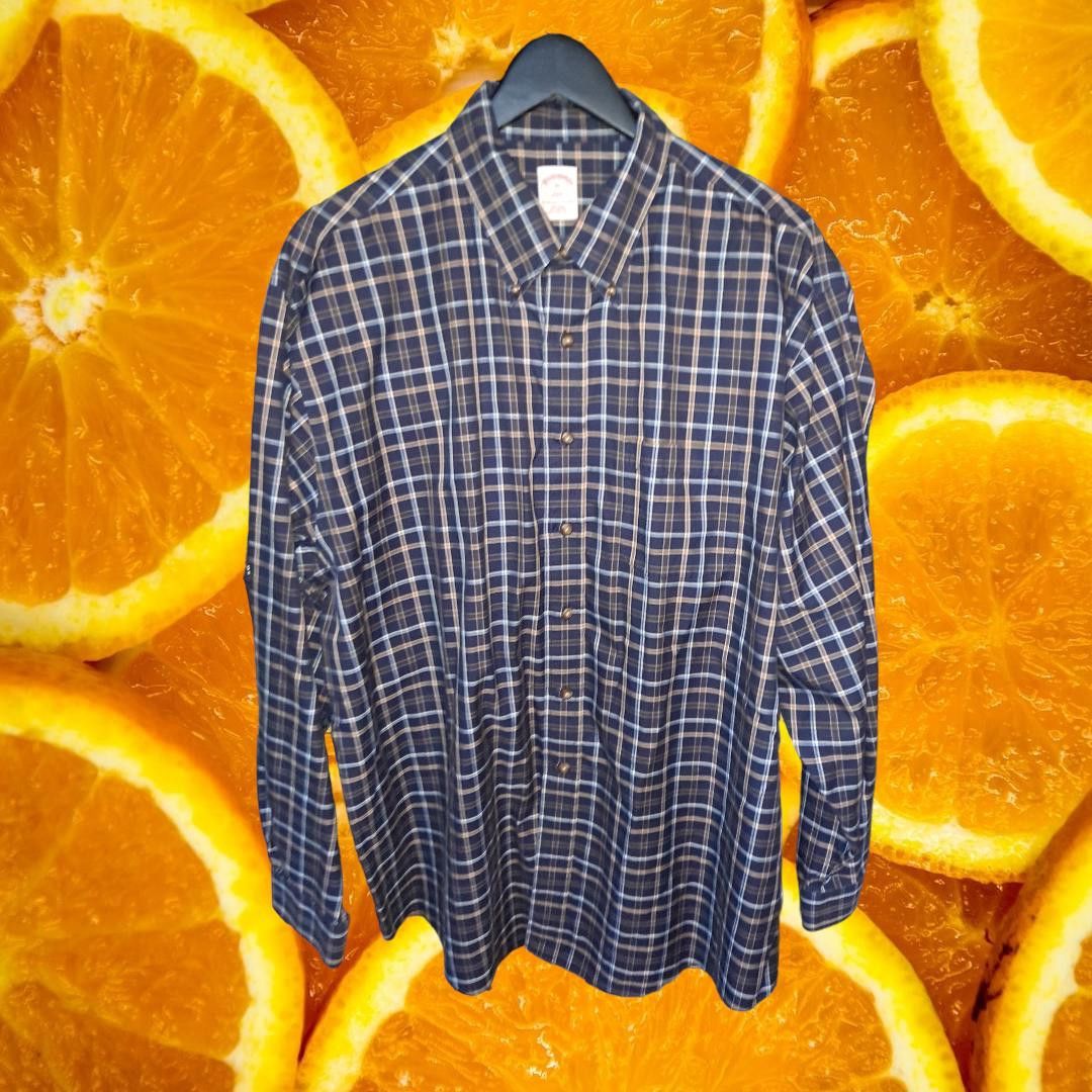 Brooks Brothers Brooks Brothers Blue and Tan Plaid Button Up Shirt Size XL Size US XL / EU 56 / 4 - 1 Thumbnail