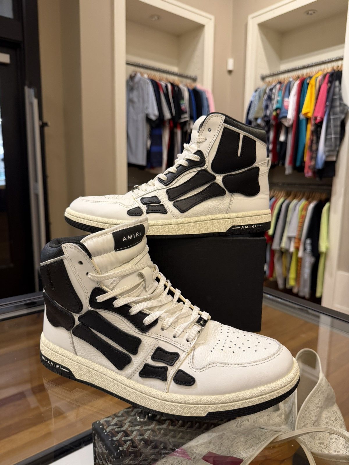 Amiri Amiri Skel Top High Sneakers - White Black Size US 10 / EU 43 - 3 Thumbnail