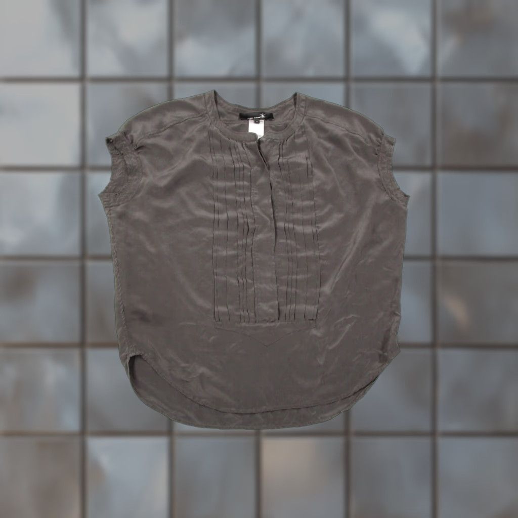 Isabel Marant Isabel Marant Shirt Women 3 Gray Silk Button-Up Sleeveless Henley Casual Classic Mens Size XS / US 0-2 / IT 36-38 - 1 Thumbnail