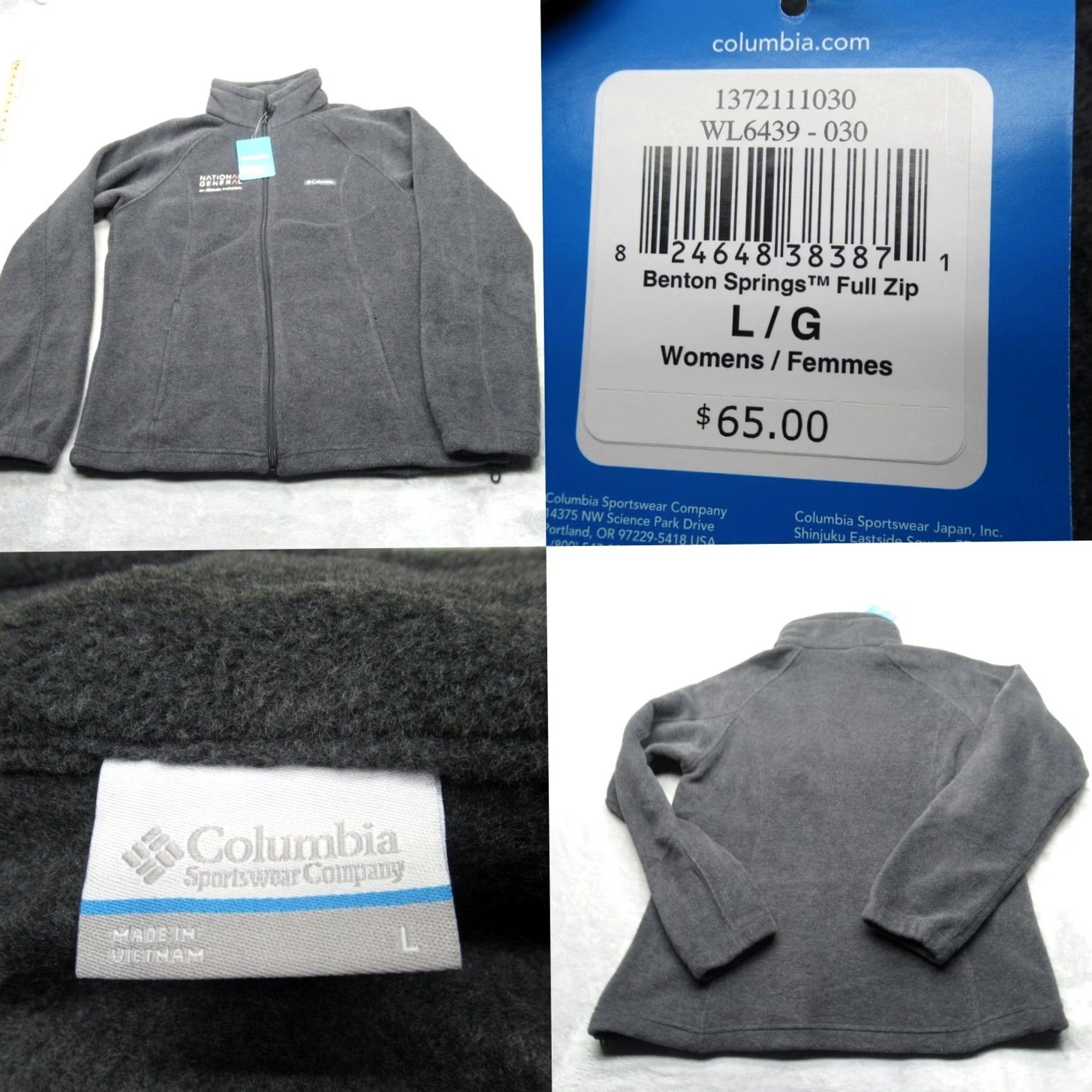 Logo 7 Columbia Jacket Women Large Gray Benton Spring Fleece Full Zip Logo Employee NEW Size L / US 10 / IT 46 - 2 Thumbnail