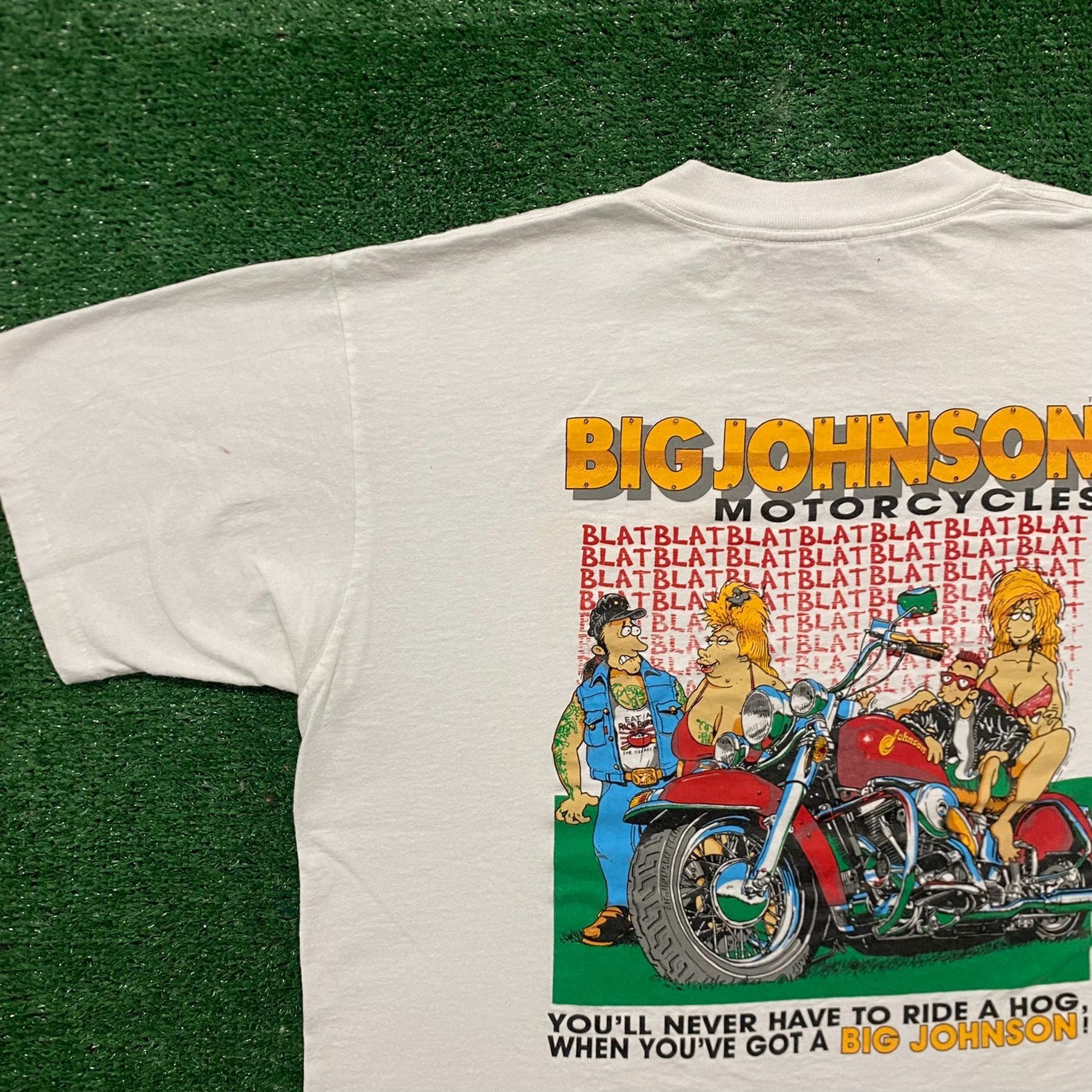 Vintage Vintage 90s Big Johnson Motorcycles Single Stitch Funny Tee Size US L / EU 52-54 / 3 - 1 Thumbnail