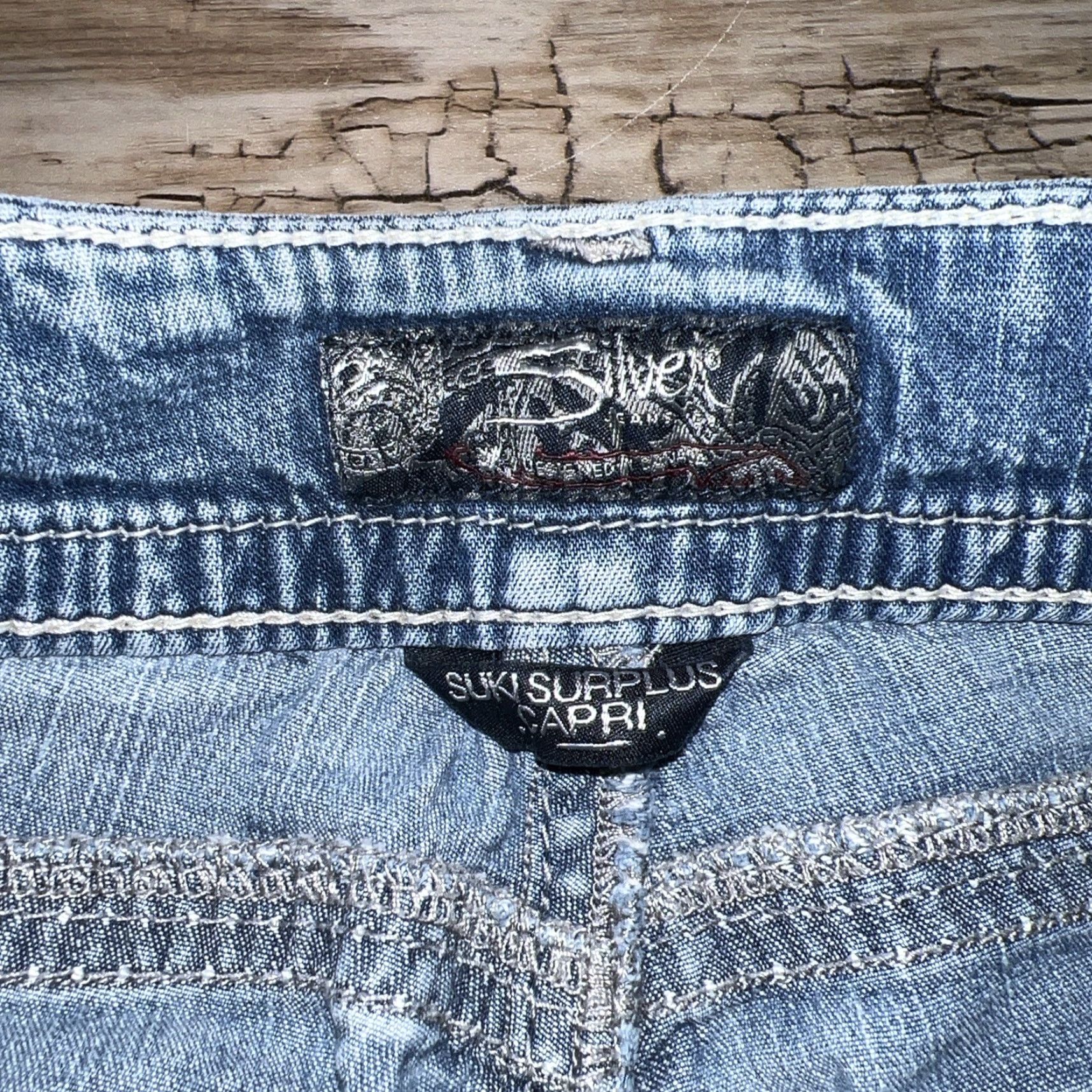 Vintage Silver Suki Surplus Capri Jeans Womens 29 Blue Men? Wait. Size 29" - 5 Thumbnail