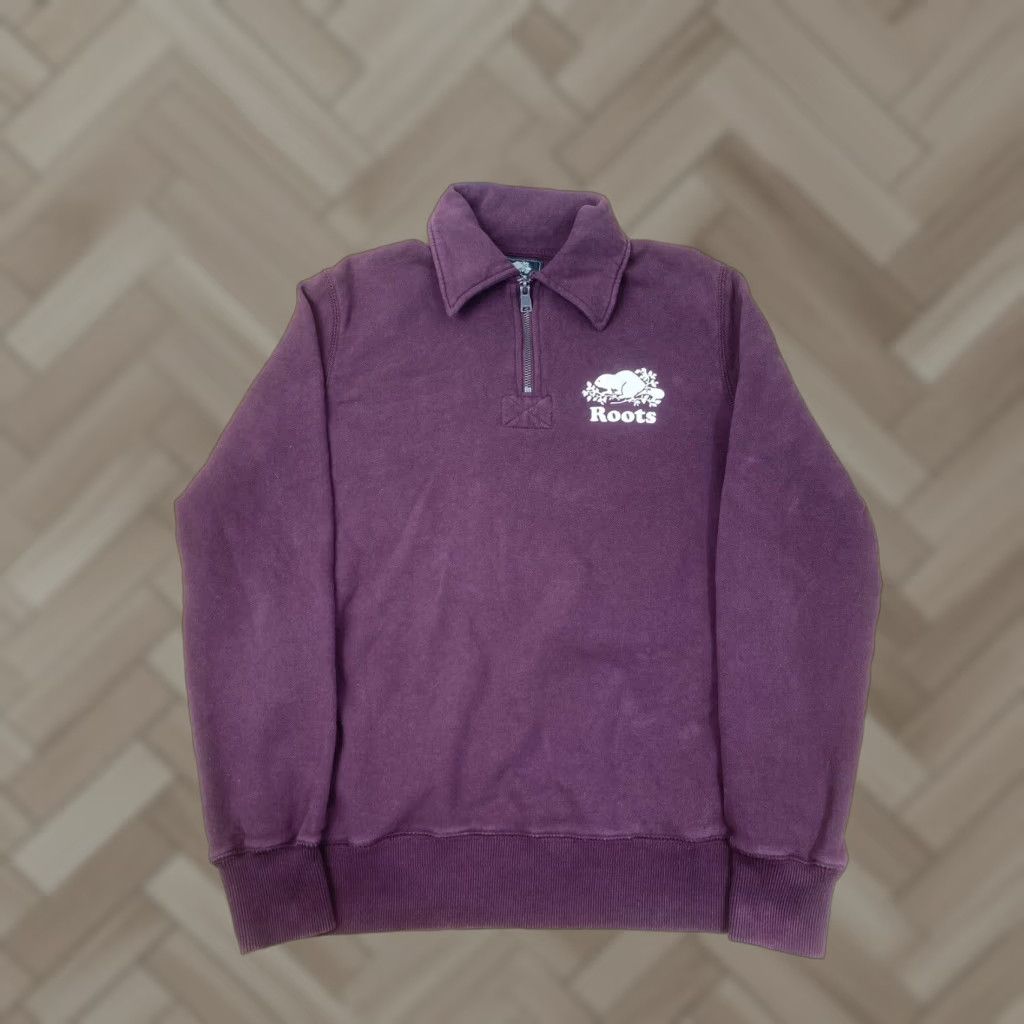 Roots Roots Canada Pullover 1/4 Zip Mens Small Maroon Casual Logo #8025 Size US S / EU 44-46 / 1 - 1 Thumbnail