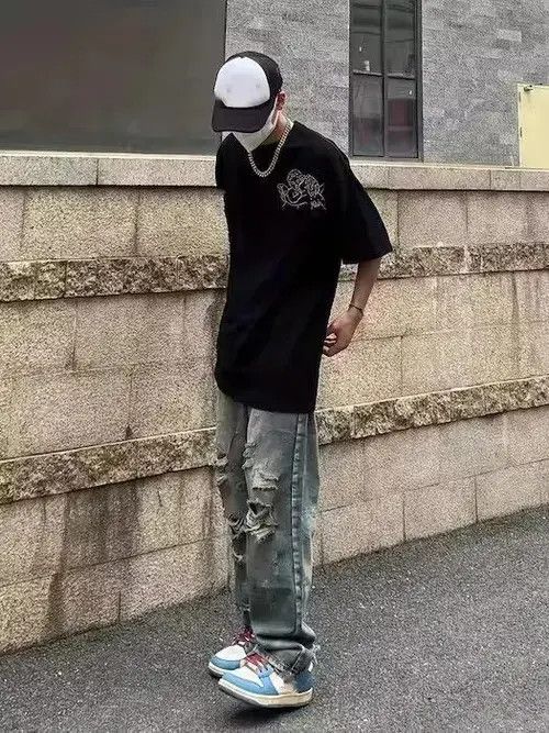 Japanese Brand × Jean Stylish Loose Fit Washed Rip Wide Leg Jeans Size US 28 / EU 44 - 3 Thumbnail