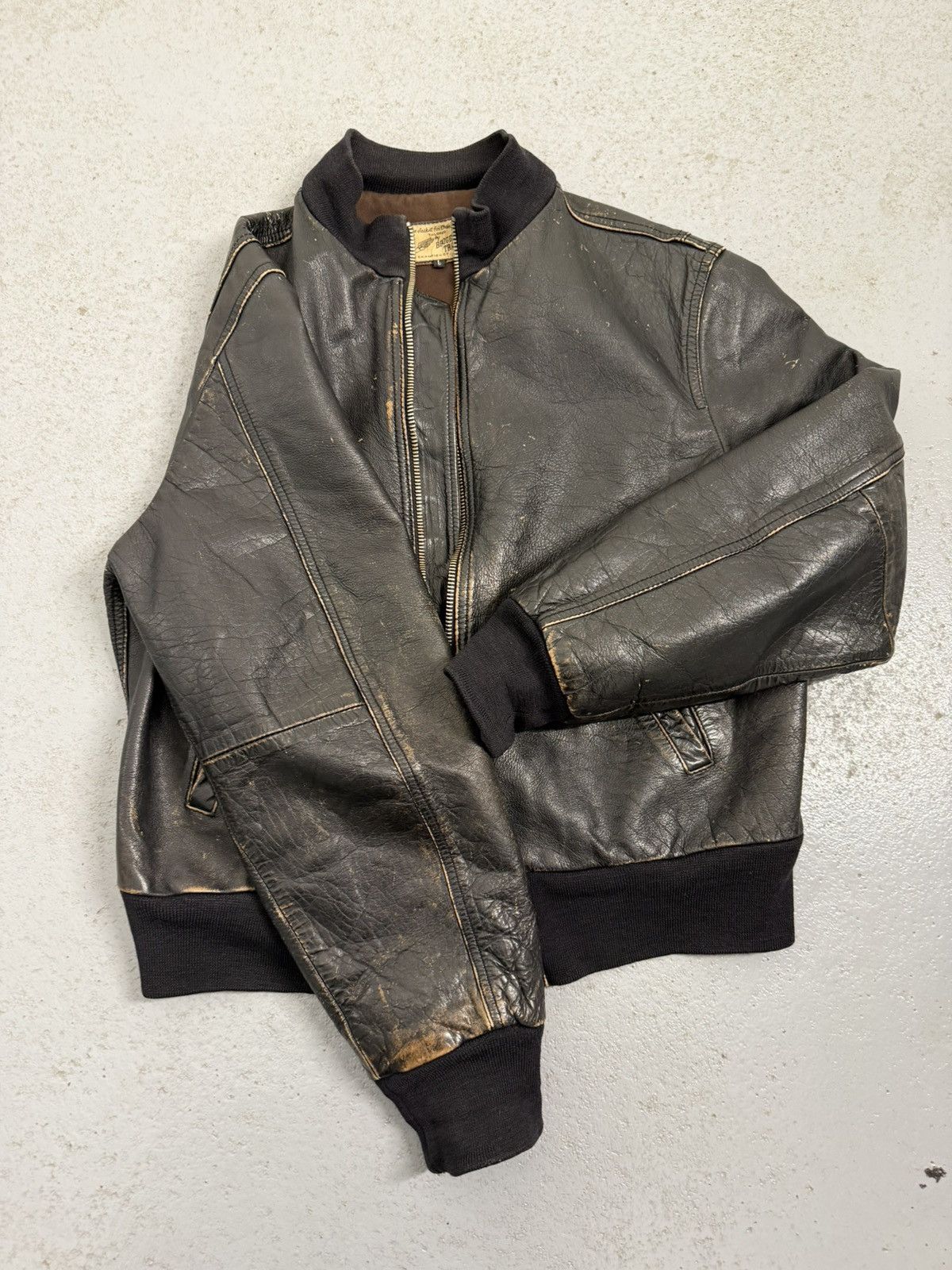 Genuine Leather Brogden Track Leather Ashed Chocolate Narrow Fitted Jacket Size L / US 10 / IT 46 - 11 Thumbnail