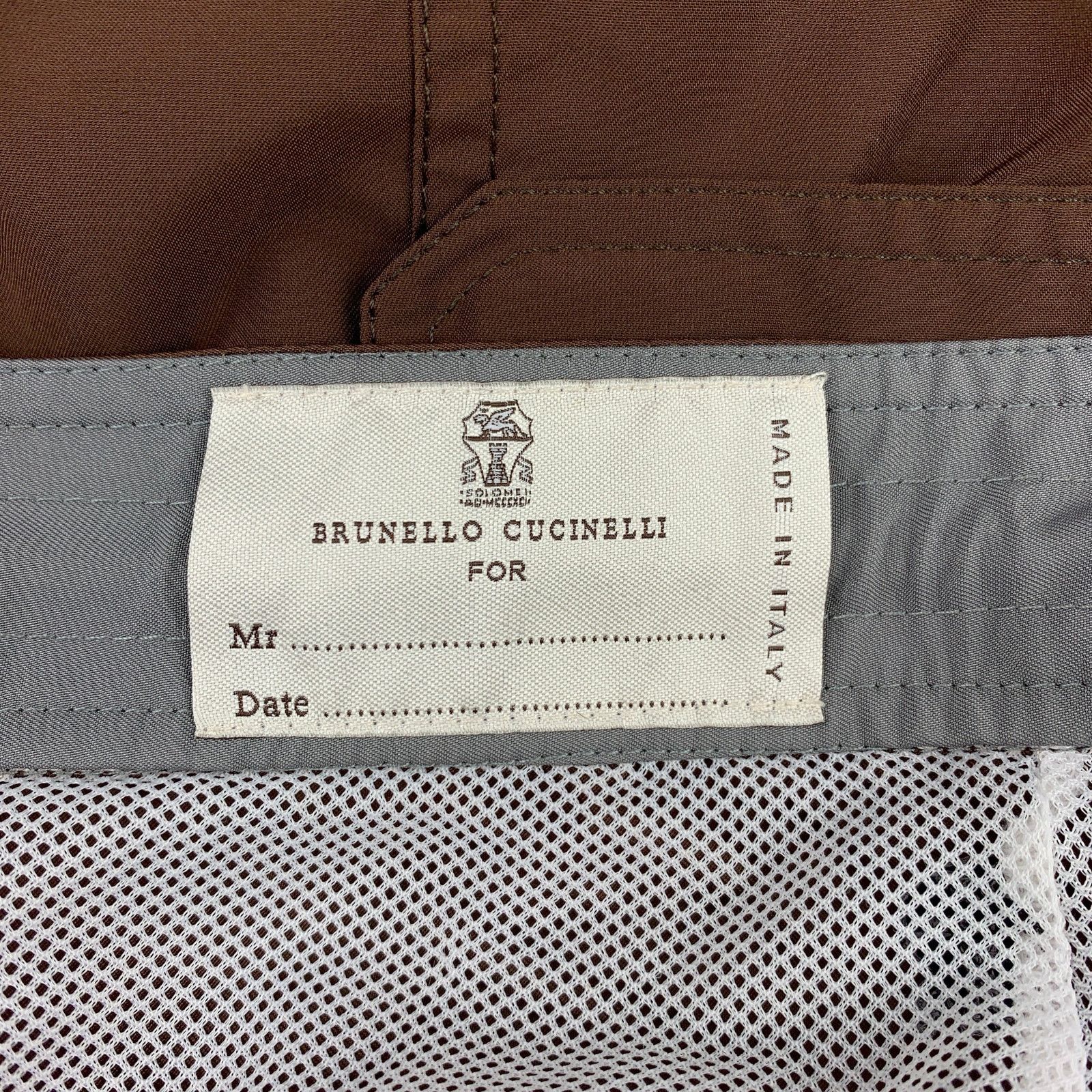 Brunello Cucinelli BRUNELLO CUCINELLI Brown Cargo Polyester Cargo Swim Trunks Size US 34 / EU 50 - 6 Thumbnail