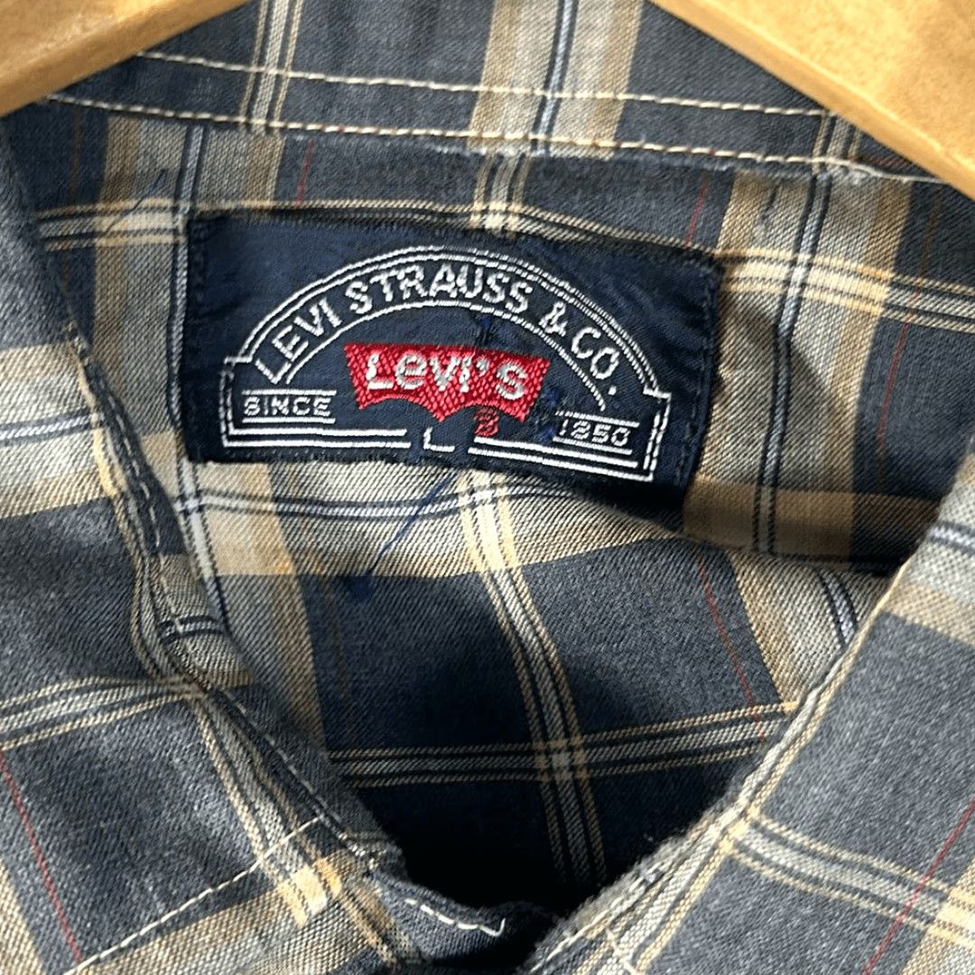 Levi's Levi’s Men’s Pearl Snap Western Plaid Shirt Long Sleeve Button-Down Gray Multicolor L Size US L / EU 52-54 / 3 - 5 Thumbnail