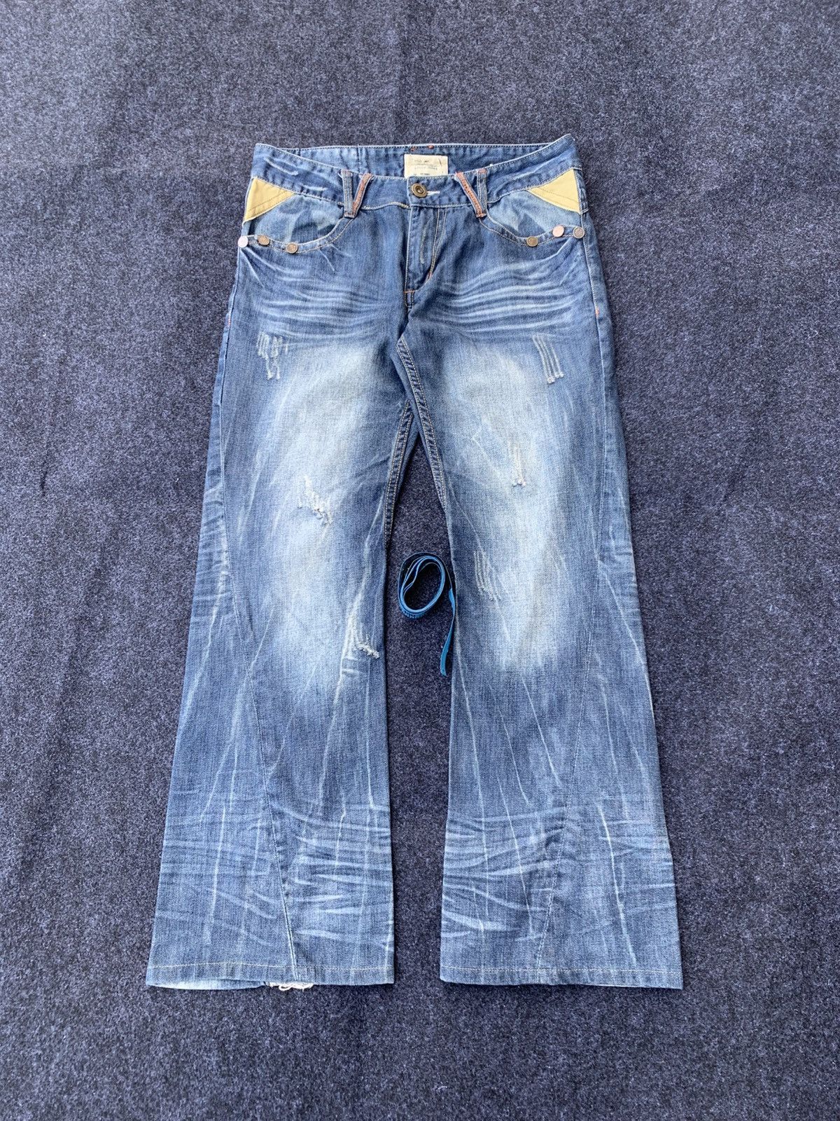 Japanese Brand DISTRESSED FLARE LOLITA JEANS. Size US 34 / EU 50 - 3 Thumbnail