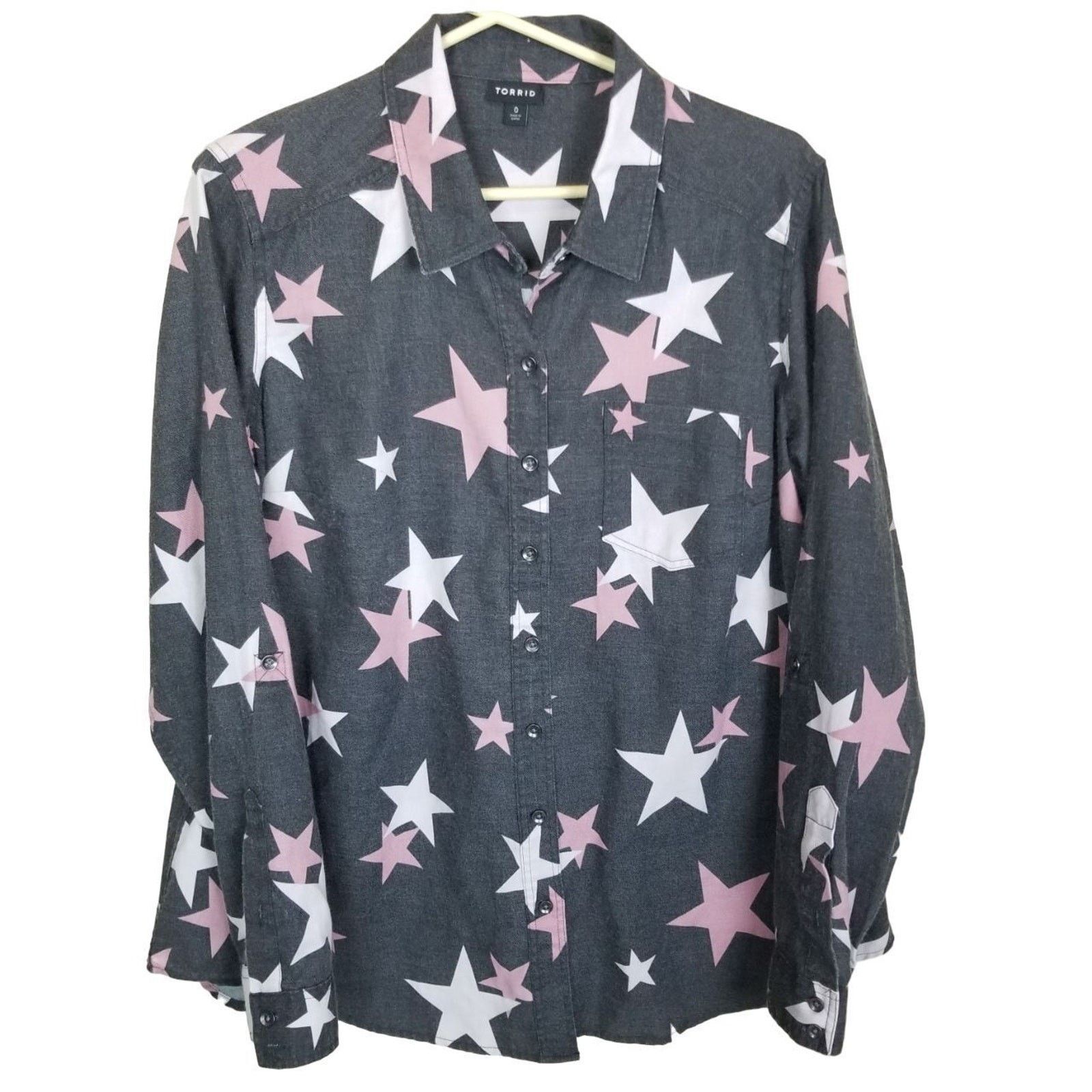 Torrid Torrid Women Star Print Button Top Plus Sz 0X Casual Galaxy Size XL / US 12-14 / IT 48-50 - 2 Thumbnail