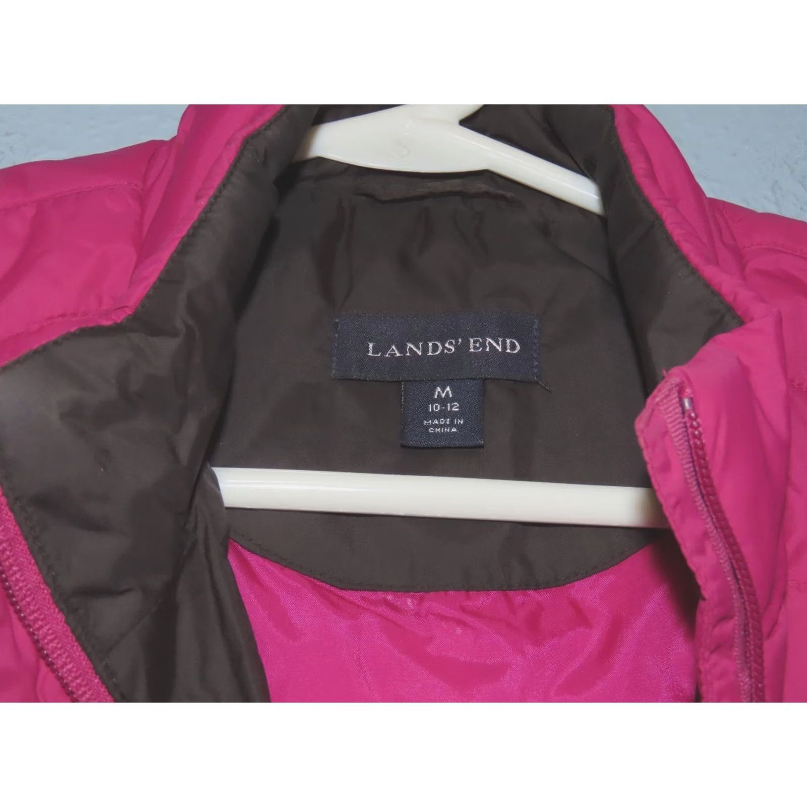 Lands' End VINTAGE Lands' End Thin Full Zip Puffer Vest Women's M Raspberry Pink Quilted Insulated Pockets Fall Winter Size M / US 6-8 / IT 42-44 - 4 Thumbnail