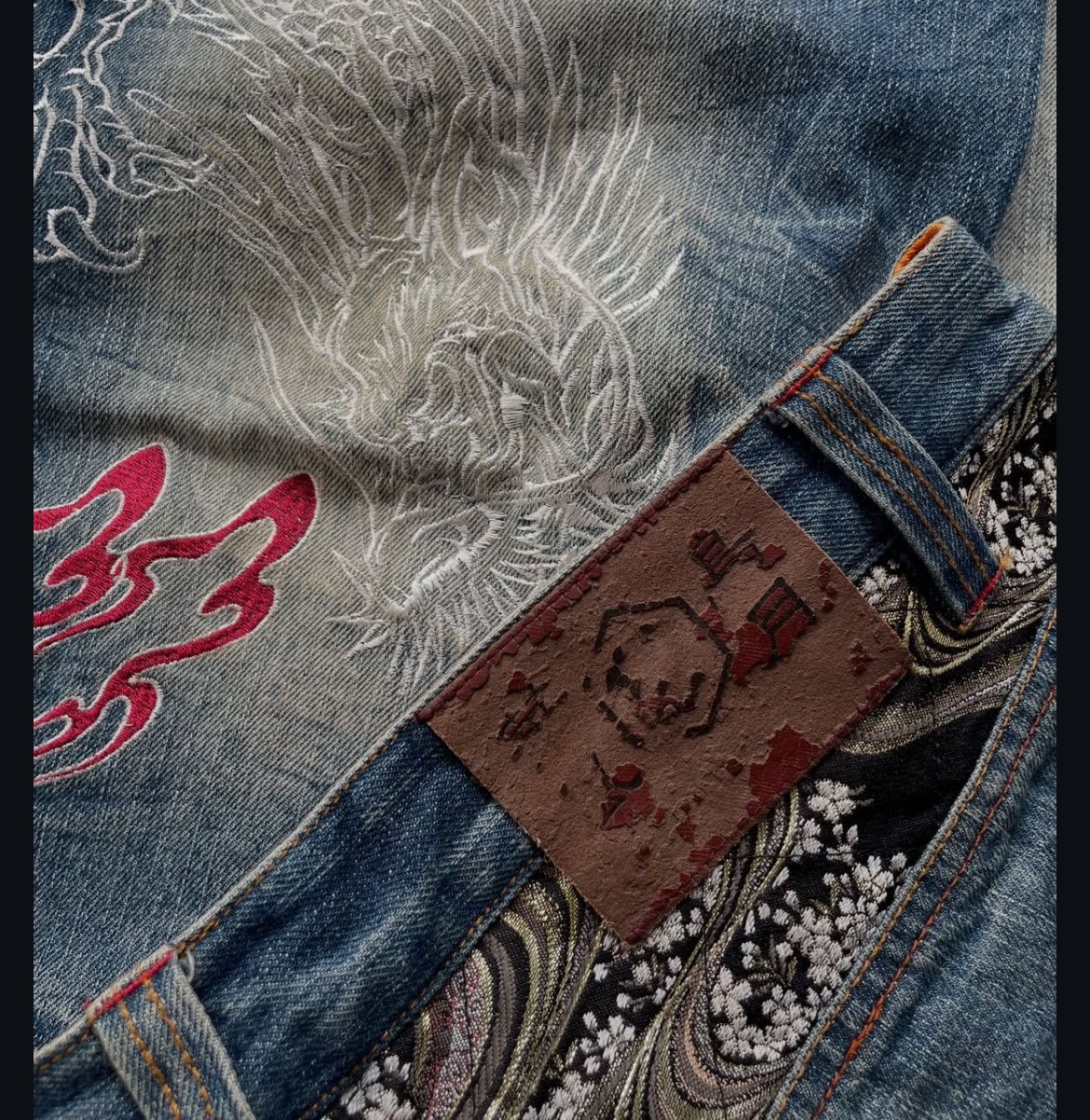 Japanese Brand 2000s Karakuri Tradisional Dragon Embroidery Jorts Denim y2k Size US 34 / EU 50 - 6 Thumbnail