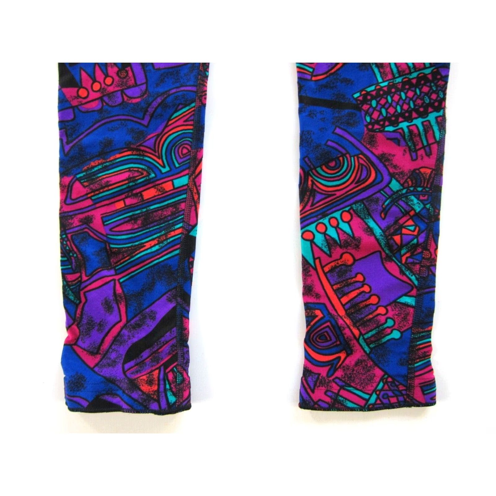 Pinko VINTAGE Moving Comfort Legging Women L Pink Purple Green Stretch Abstract Retro Geometric Activewear, Casual Womens Legging L Pink Retro Stretch Size 36" / US 14 / IT 50 - 6 Thumbnail