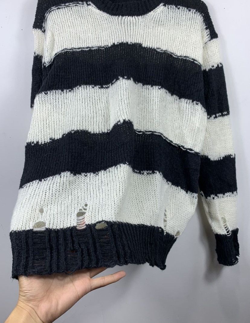 Japanese Brand Distressed Stripe Knit Unknown Number Nine Style Kurtcobain Size US M / EU 48-50 / 2 - 2 Thumbnail