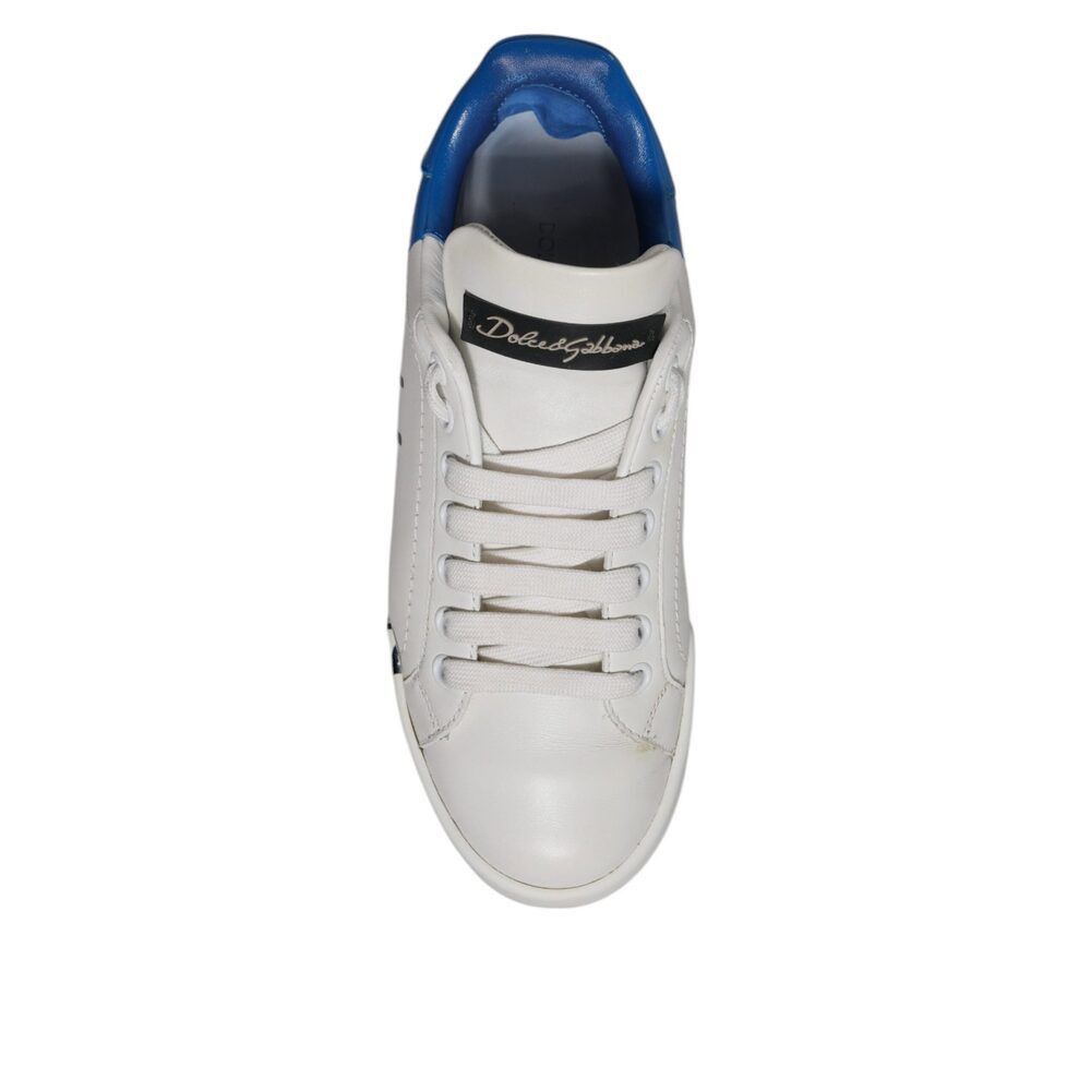Dolce & Gabbana Dolce & Gabbana White Blue Logo Portofino Sneakers Shoes Size US 12 / IT 42 - 8 Thumbnail