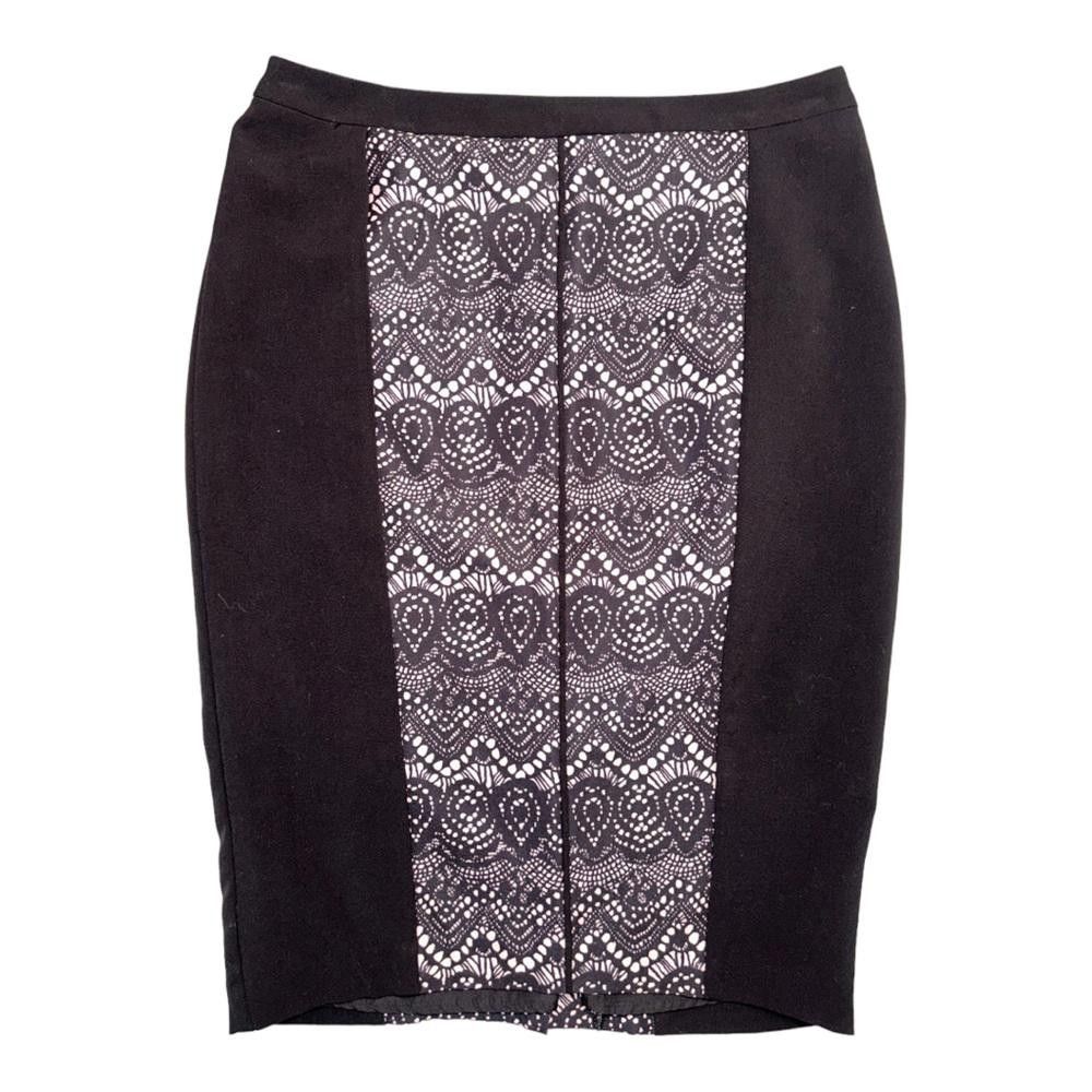 Designer Lace Print Knee Length Pencil Skirt Size 8 Size 30" / US 8 / IT 44 - 2 Thumbnail
