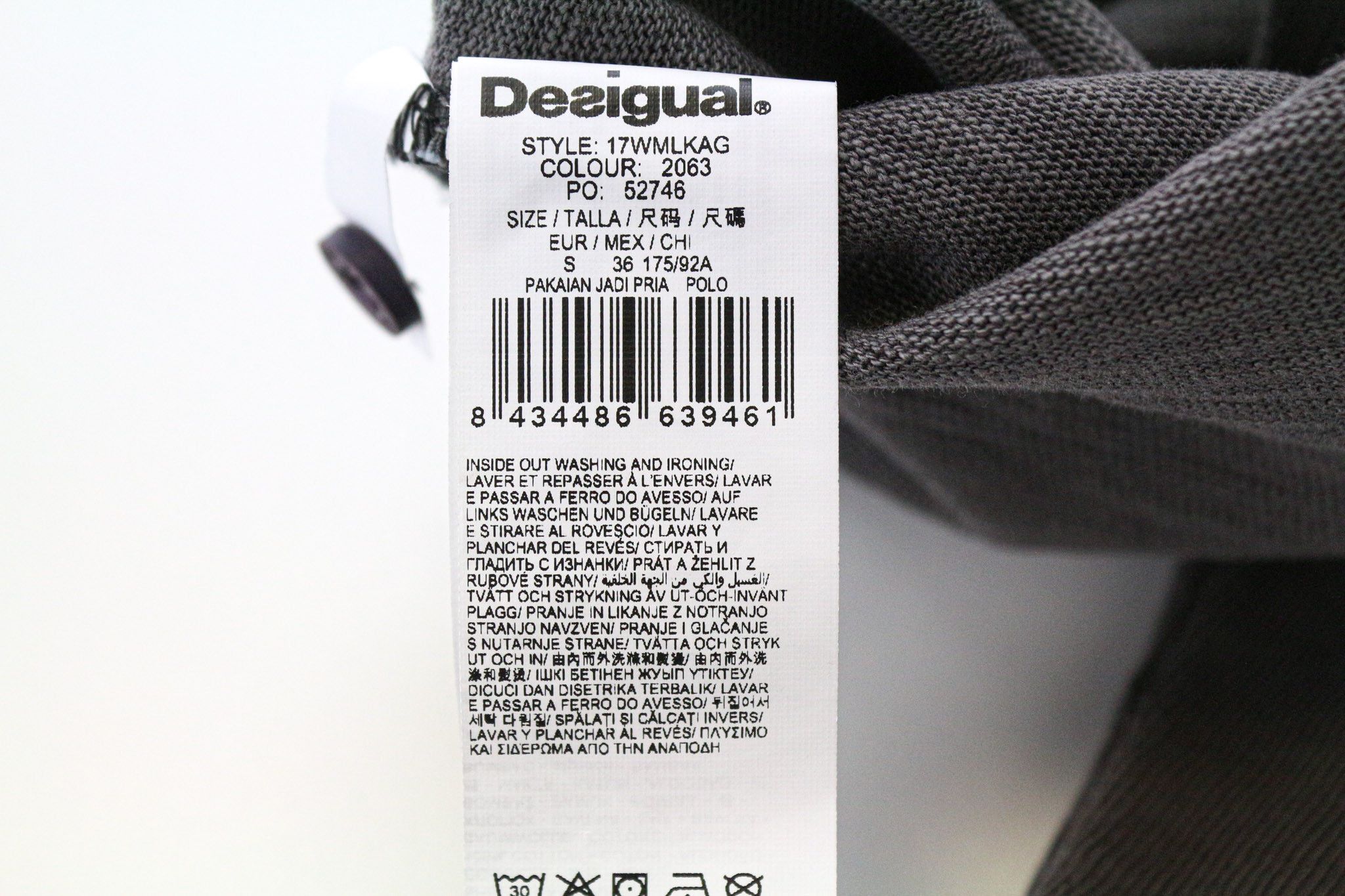 Desigual JAVI S Grey Cotton Patterned Polo Shirt 74472 Size US S / EU 44-46 / 1 - 7 Thumbnail
