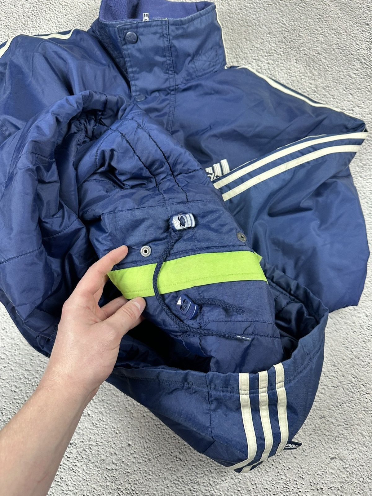 Adidas Vintage Adidas Down Puffer Jacket Striped Nylon Y2K Style Size US S / EU 44-46 / 1 - 13 Thumbnail