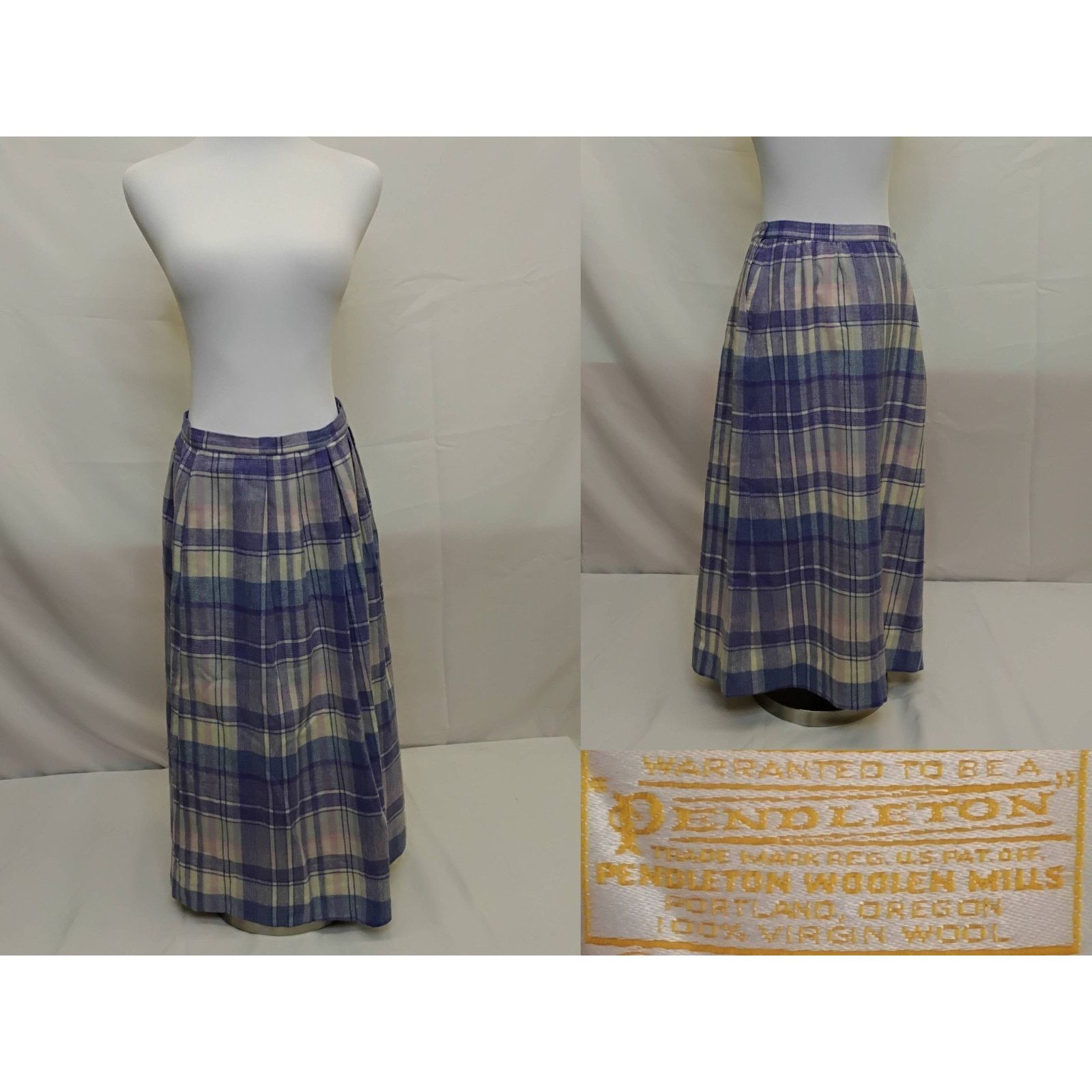 Pendleton Pendleton Pleated Midi Skirt Women's 29" Purple Plaid Wool Size 28" / US 6 / IT 42 - 1 Thumbnail