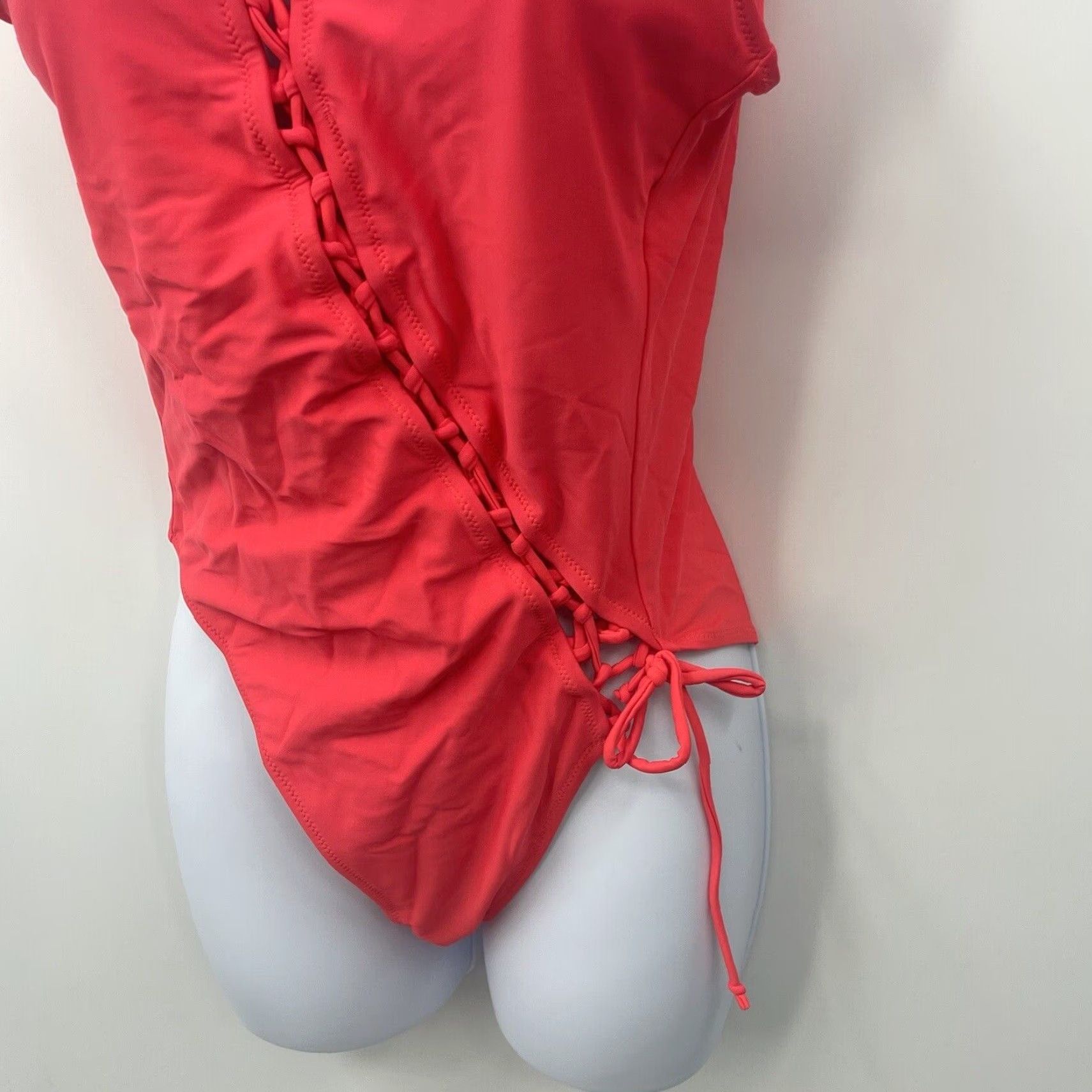 Vintage Uptown Bombshell One Piece Swim Suit Womens L Red Corset Lace Up Pinup Retro Beach Size L / US 10 / IT 46 - 5 Thumbnail