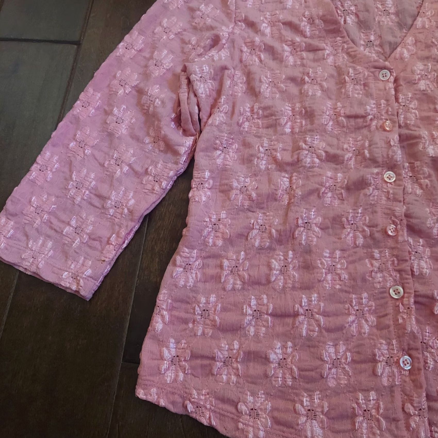 Vintage INC International Concepts Pink Floral Button Up Jacket L Women Size L / US 10 / IT 46 - 3 Thumbnail