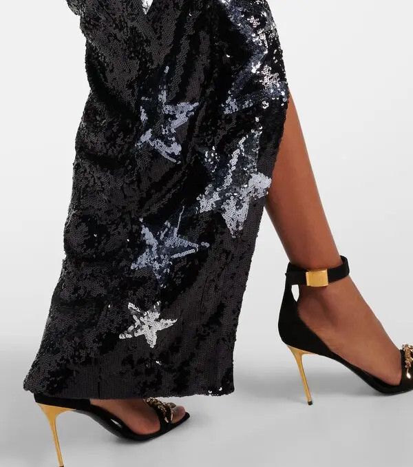 Balmain o1s1wg110825 Sequined Maxi Dress in Black Size M / US 6-8 / IT 42-44 - 3 Thumbnail