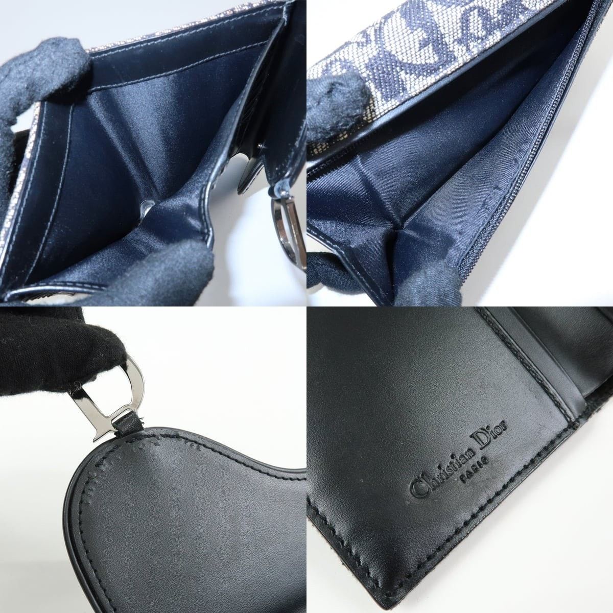 Christian Dior Monsieur Christian Dior Oblique Saddle Flap Wallet Canvas Navy Size ONE SIZE - 7 Thumbnail