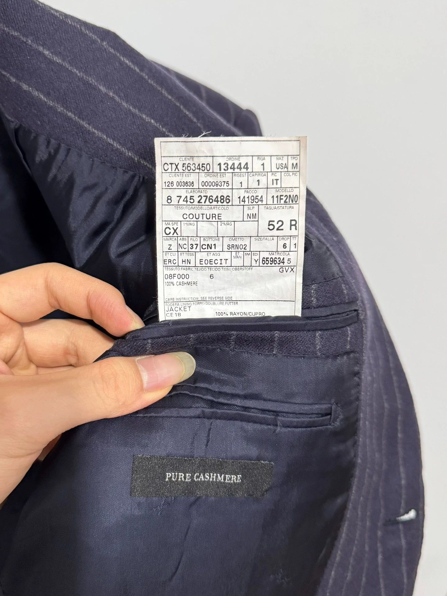 Ermenegildo Zegna Zegna Couture 100% Cashmere Dark Purple Stripe Blazer 52 Size 52S - 6 Thumbnail
