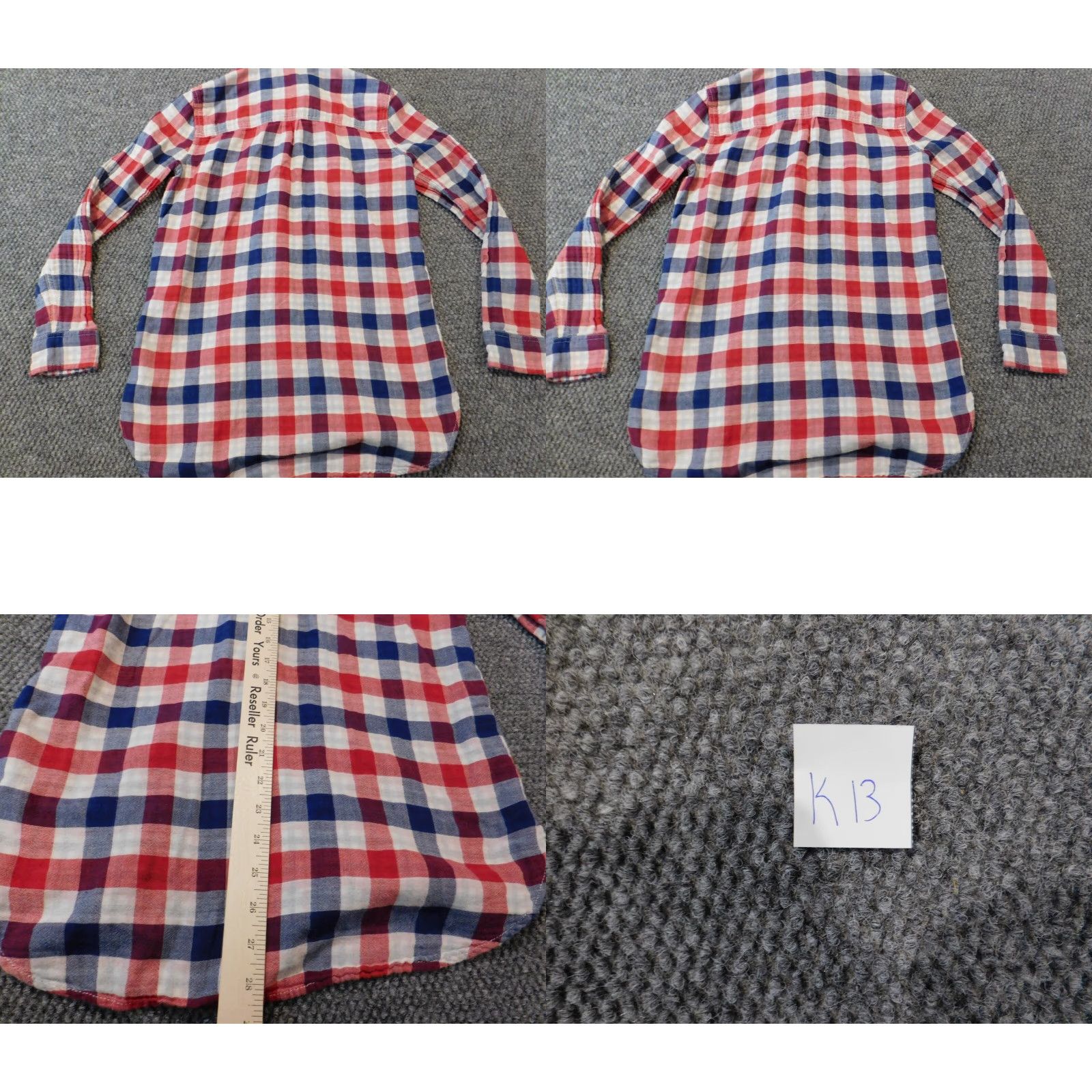 Madewell Madewell Womens Blouse 2XS Red Plaid Button-Up Crew Neck Long Sleeve Casual Ruffle Cotton Rayon Classic Modern Regular Womens Size XXS / US 00 / IT 34 - 8 Thumbnail