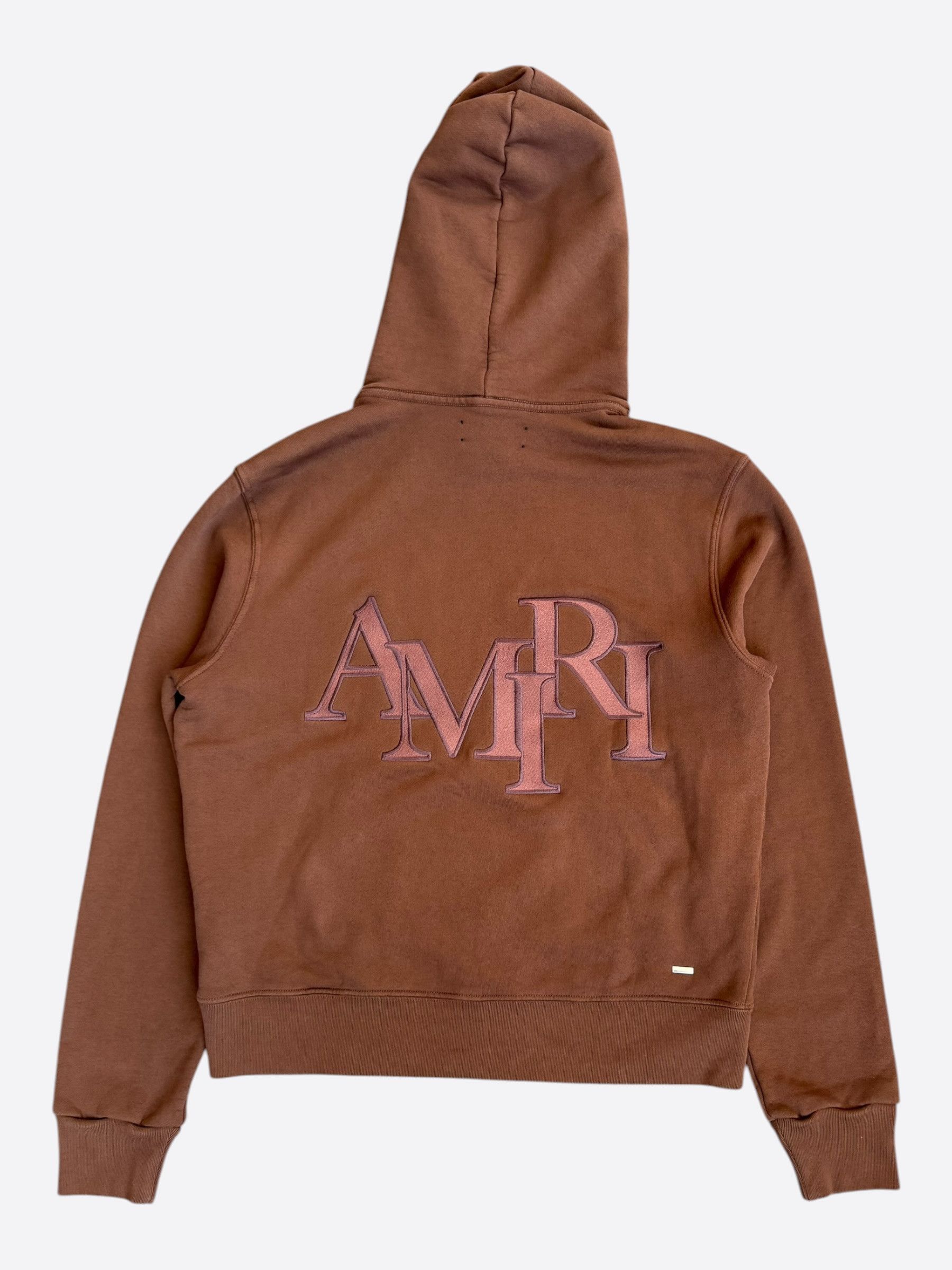 Amiri Amiri Brown Staggered Logo Hoodie Size US XXL / EU 58 / 5 - 2 Thumbnail