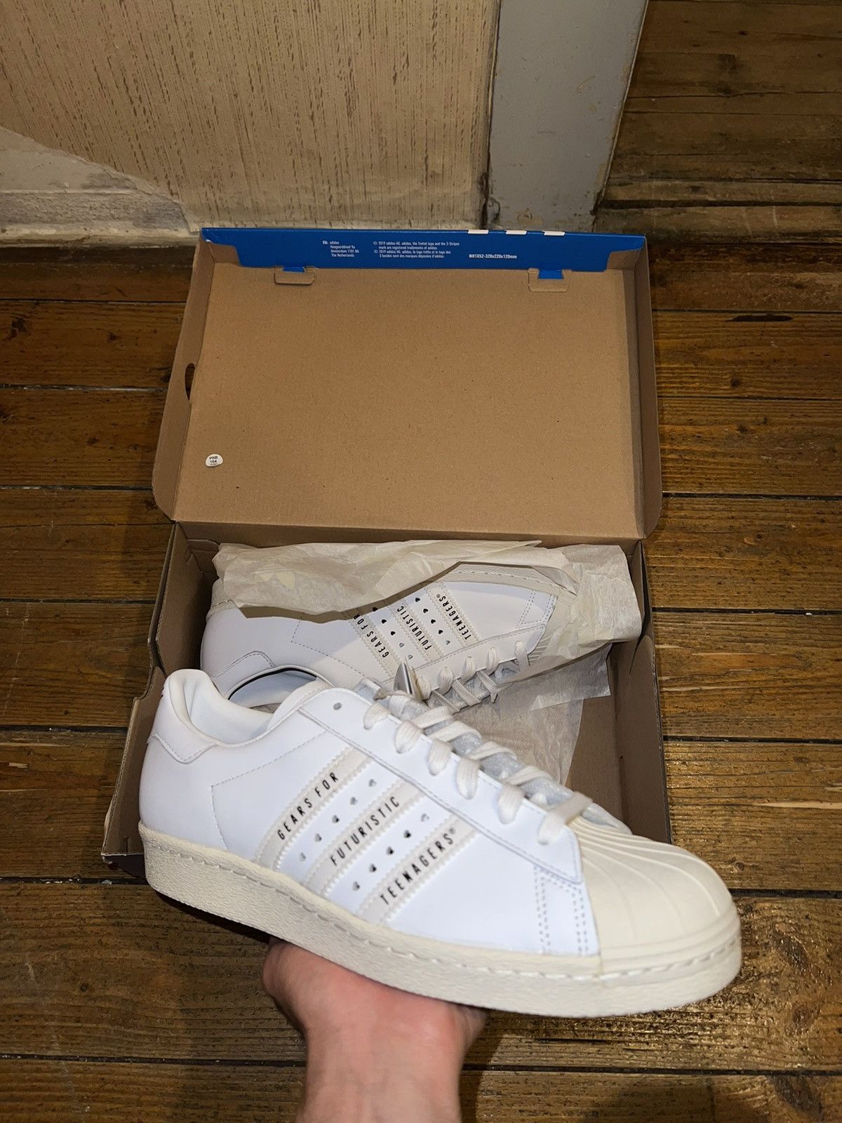 image of Adidas x Human Made Superstars 80‘S Human Made Shoes in White, Men's (Size 10.5)