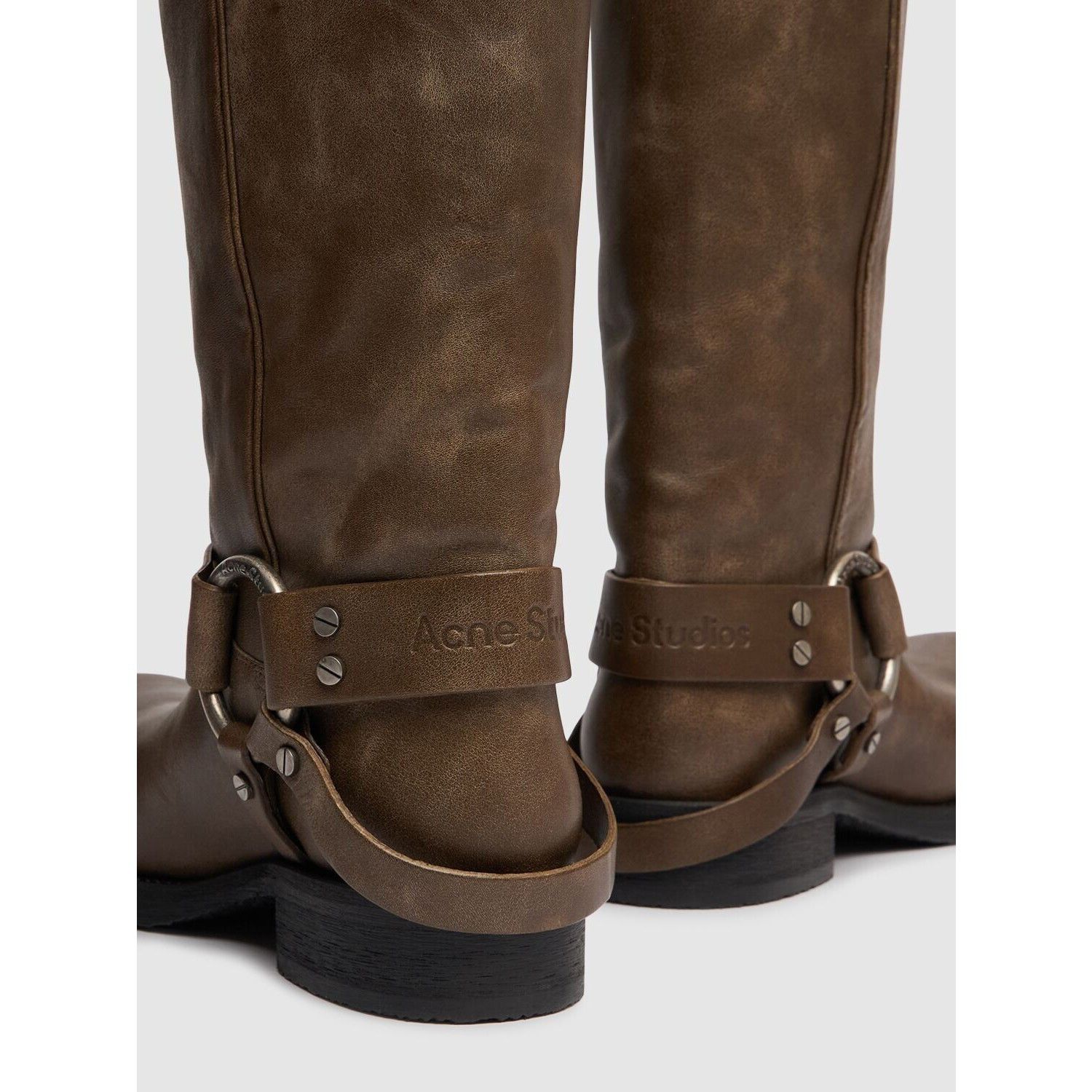 Acne Studios ACNE STUDIOS Balius Greige Brown Leather 40mm Buckle Boots N Size US 11 / IT 41 - 3 Thumbnail