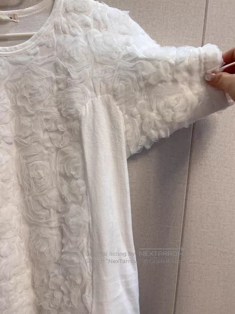 Comme des Garcons Comme des Garcons White lace floral rose T-shirt Size L / US 10 / IT 46 - 6 Thumbnail