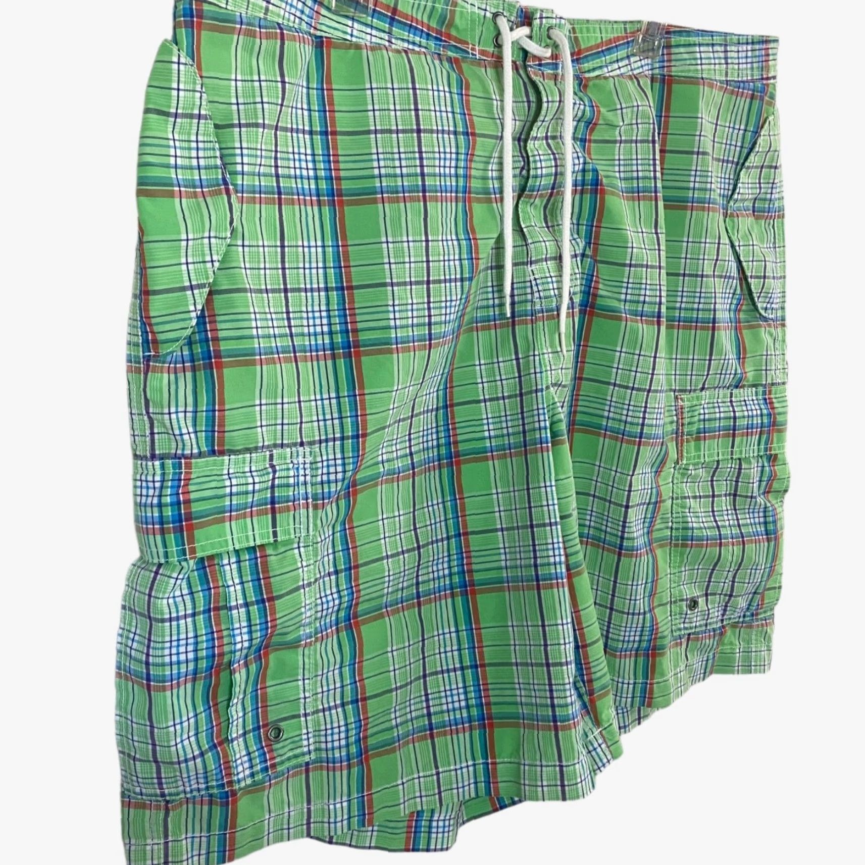 Polo Ralph Lauren VINTAGE Polo Ralph Lauren Cargo Swim Board Shorts Mens 42 Green Plaid Pockets Size US XL / EU 56 / 4 - 3 Thumbnail