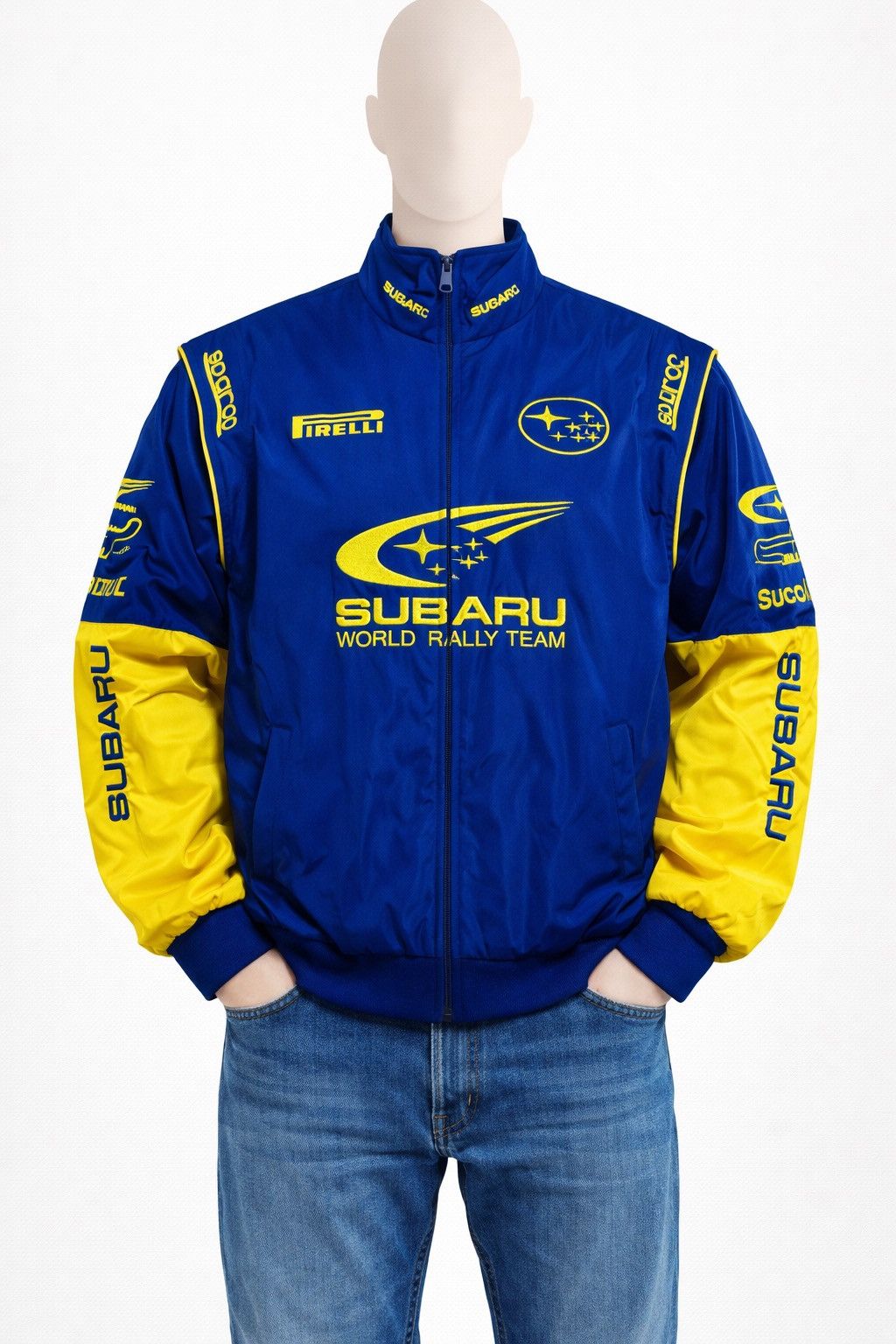 Vintage Subaru Pirelli Racing Bomber Jacket Blue Size US XL / EU 56 / 4 - 1 Thumbnail