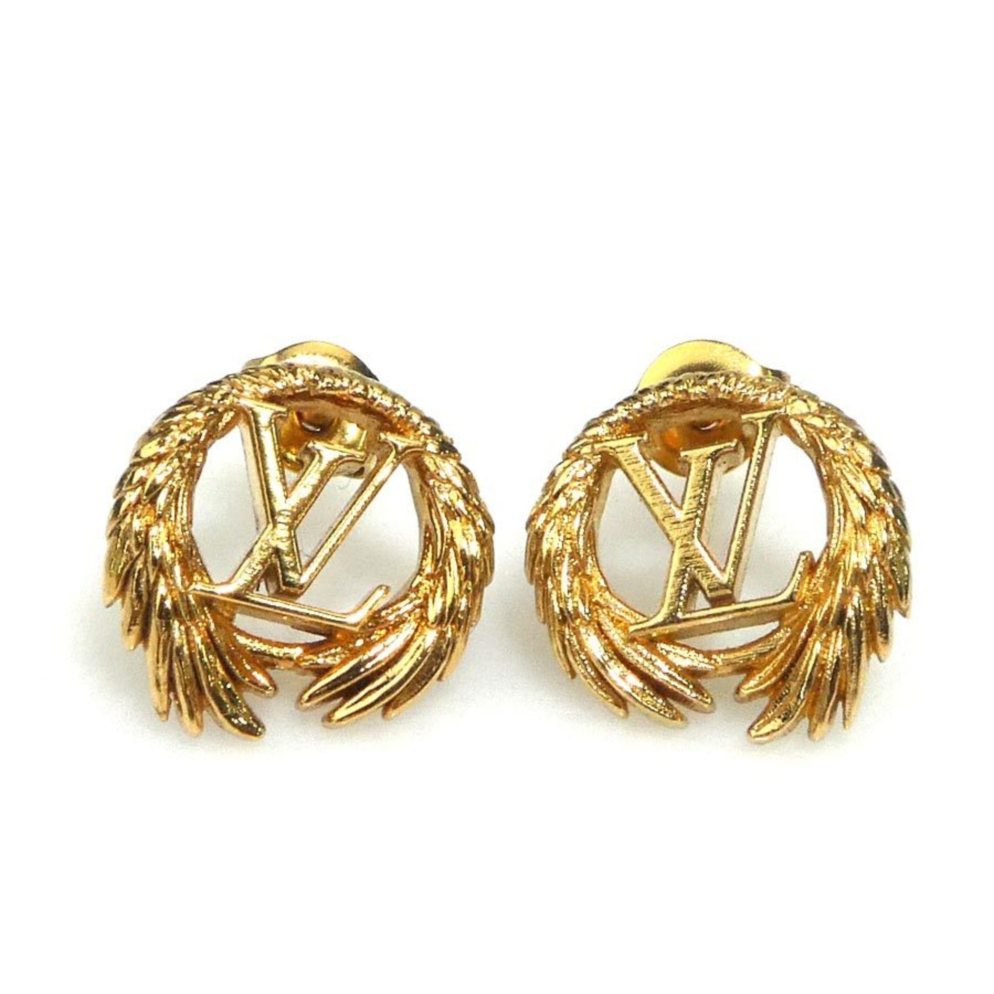 Louis Vuitton Louis Vuitton Boucle de Reuille Push Earrings, LV Angel Metal Gold, Women's, Free Shipping, 56585k Size ONE SIZE - 1 Thumbnail
