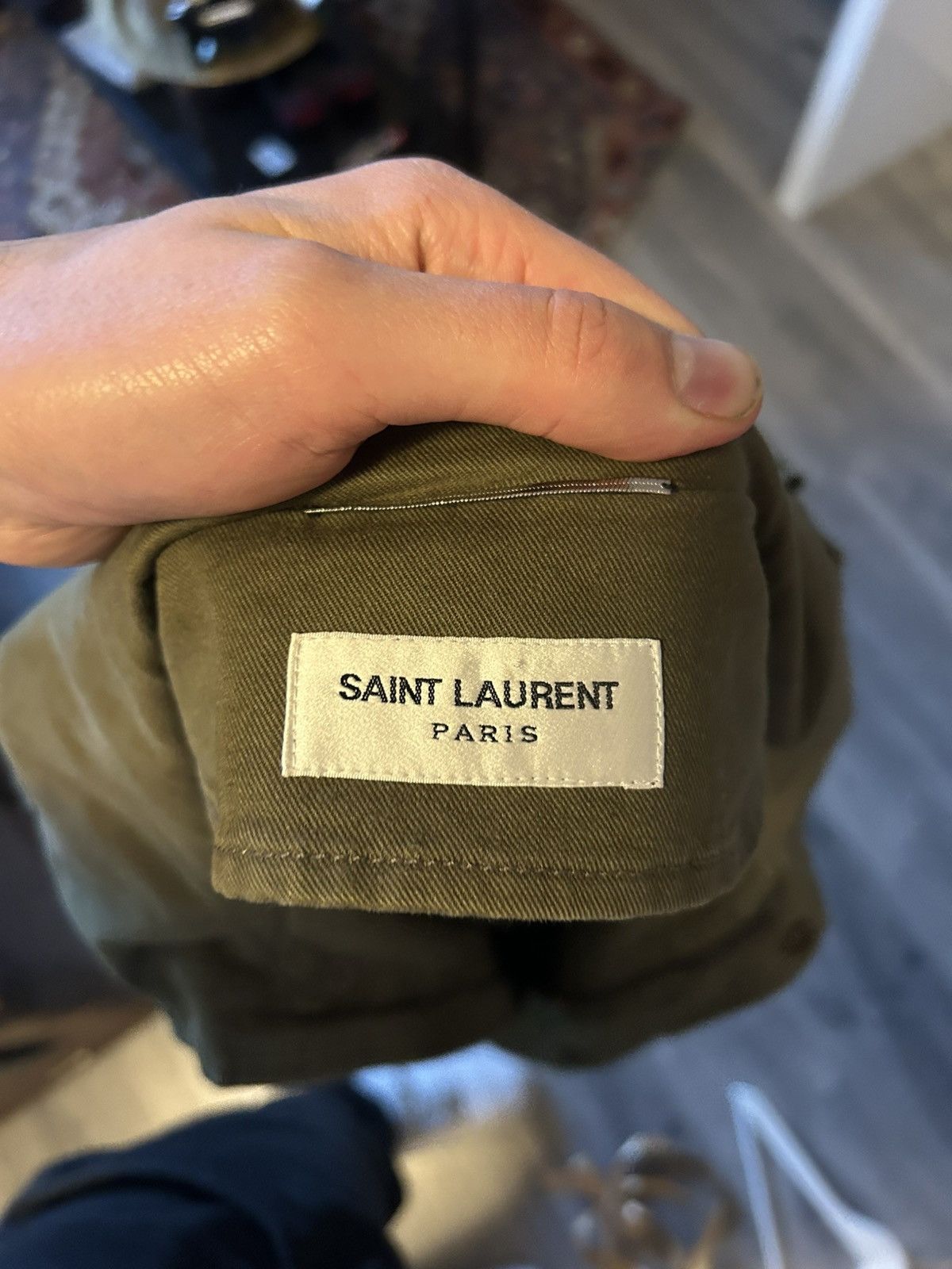 Saint Laurent Paris Saint Laurent Military Hooded Jacket with Embroidered Patch Size US M / EU 48-50 / 2 - 10 Thumbnail