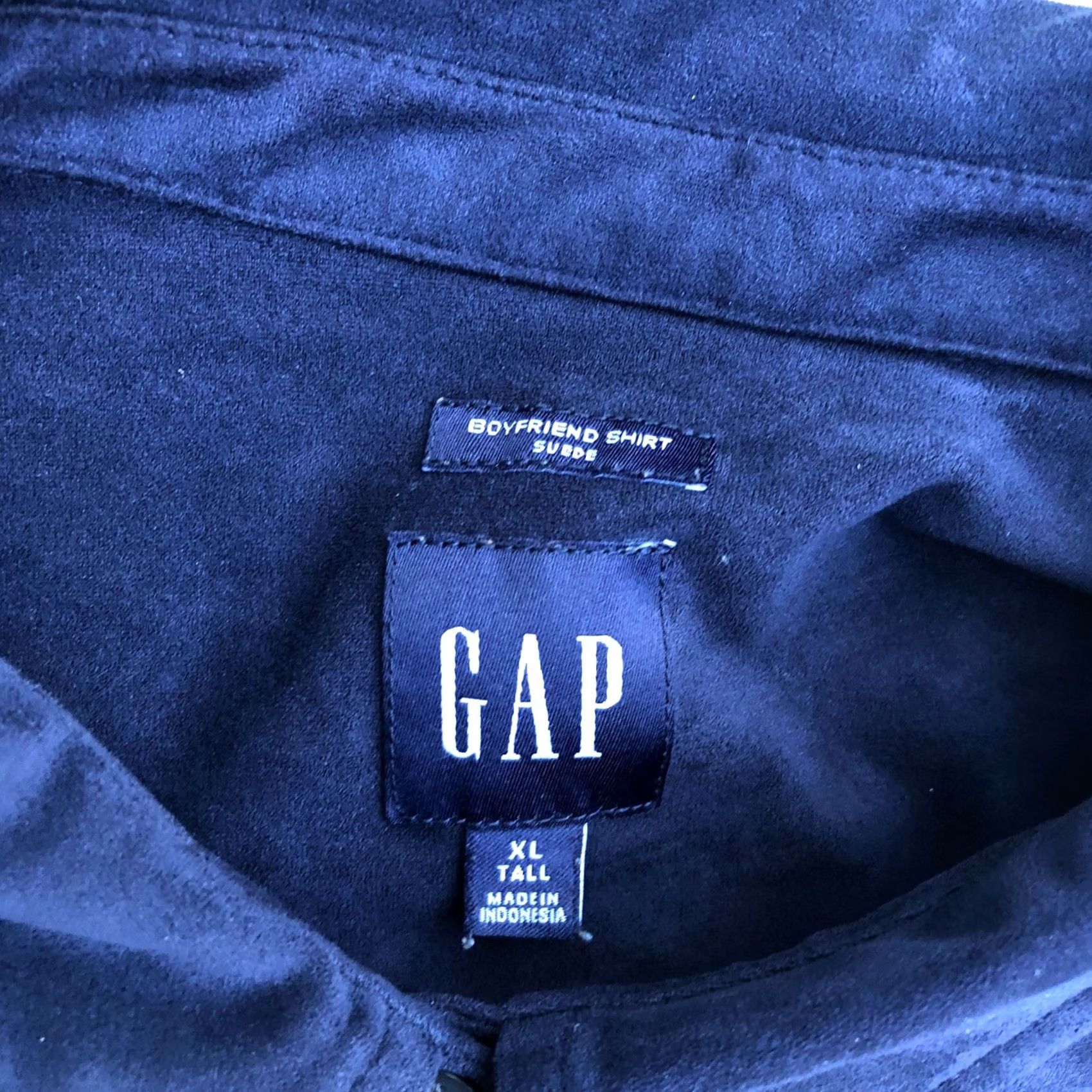 Gap GAP Button-Up Shirt Women XL Tall Faux Leather Long Sleeve Blue Suede Button Down Size XL / US 12-14 / IT 48-50 - 4 Thumbnail