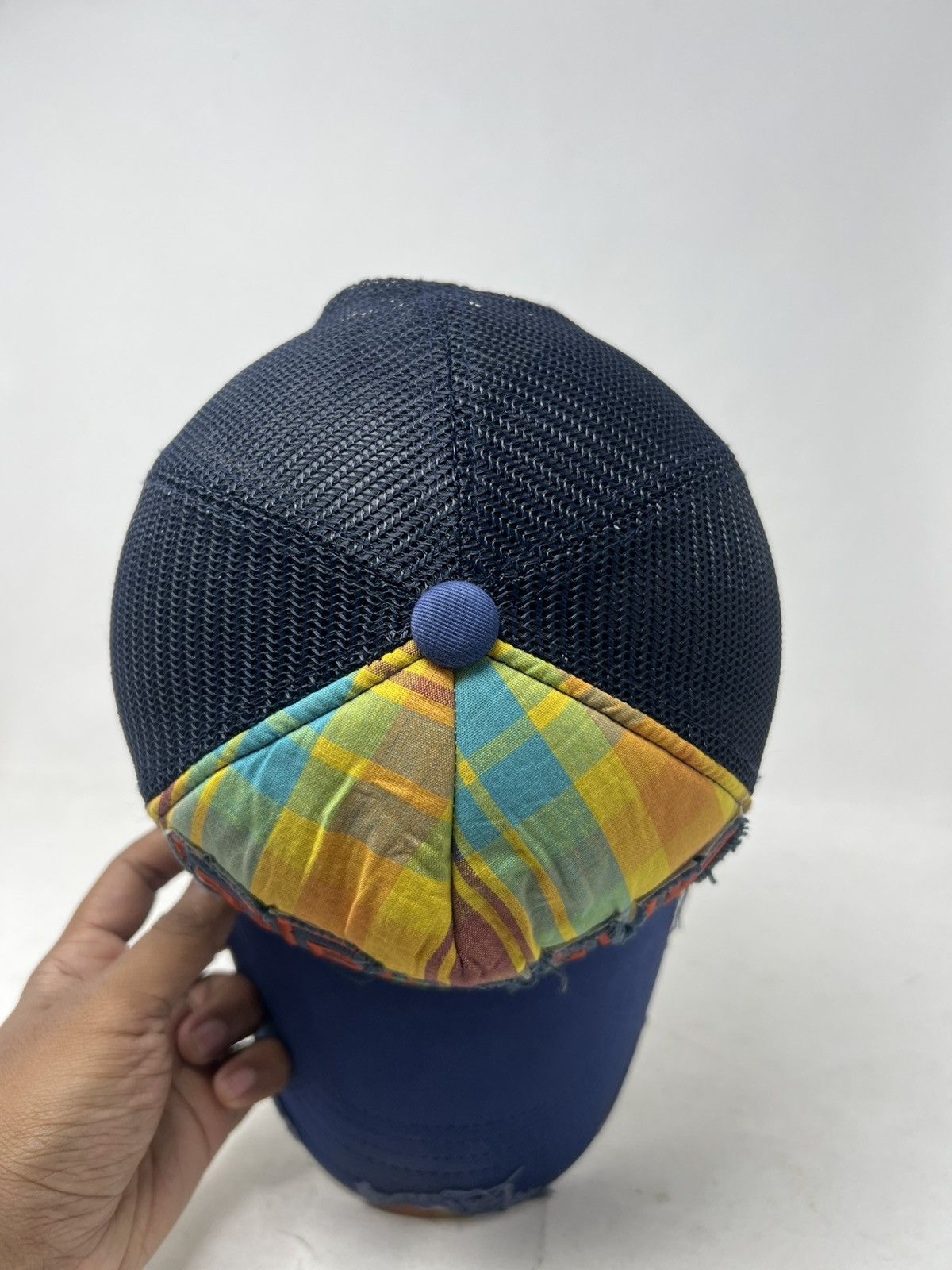 Japanese Brand Plaid "BREAK" Distressed Embroidered Streetwear Trucker Hat Size ONE SIZE - 6 Thumbnail