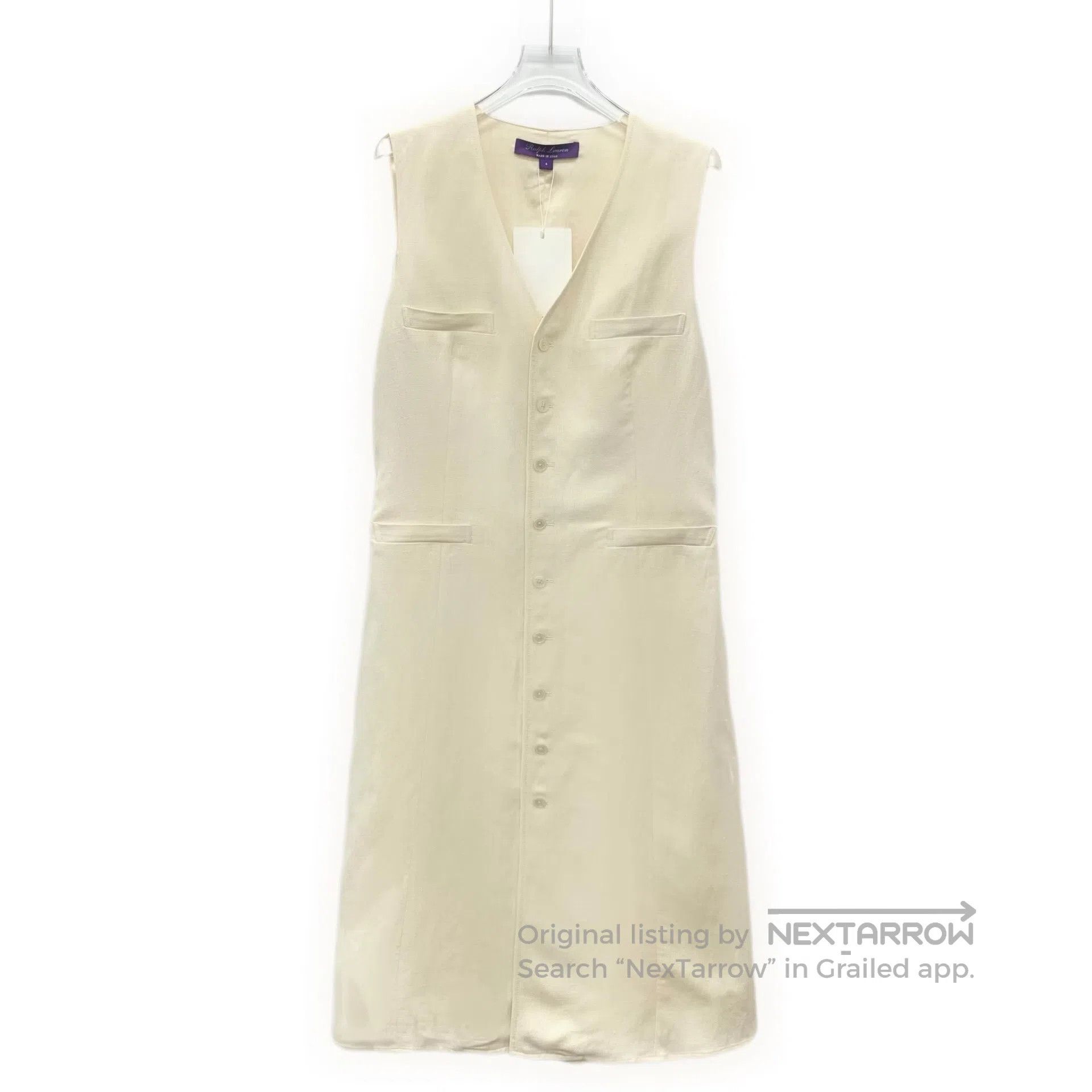 Polo Ralph Lauren Ralph Lauren Beige Linen V-neck Sleeveless Single-breasted Size XL / US 12-14 / IT 48-50 - 1 Thumbnail