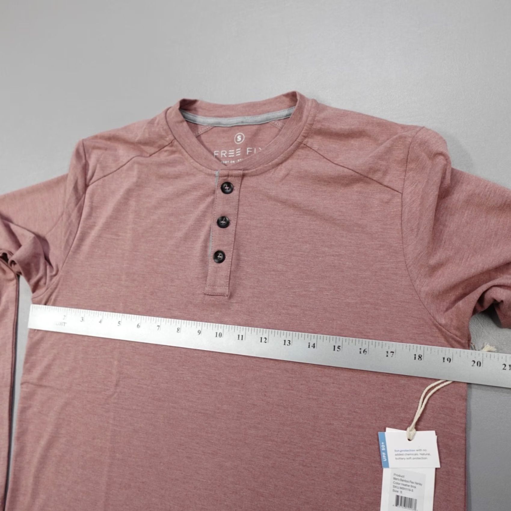 Vintage Free Fly Bamboo Flex Henley L/S Heather Brick MBH119-S Soft UPF 50+ Men's Size S Red Shirts Men Size US S / EU 44-46 / 1 - 6 Thumbnail