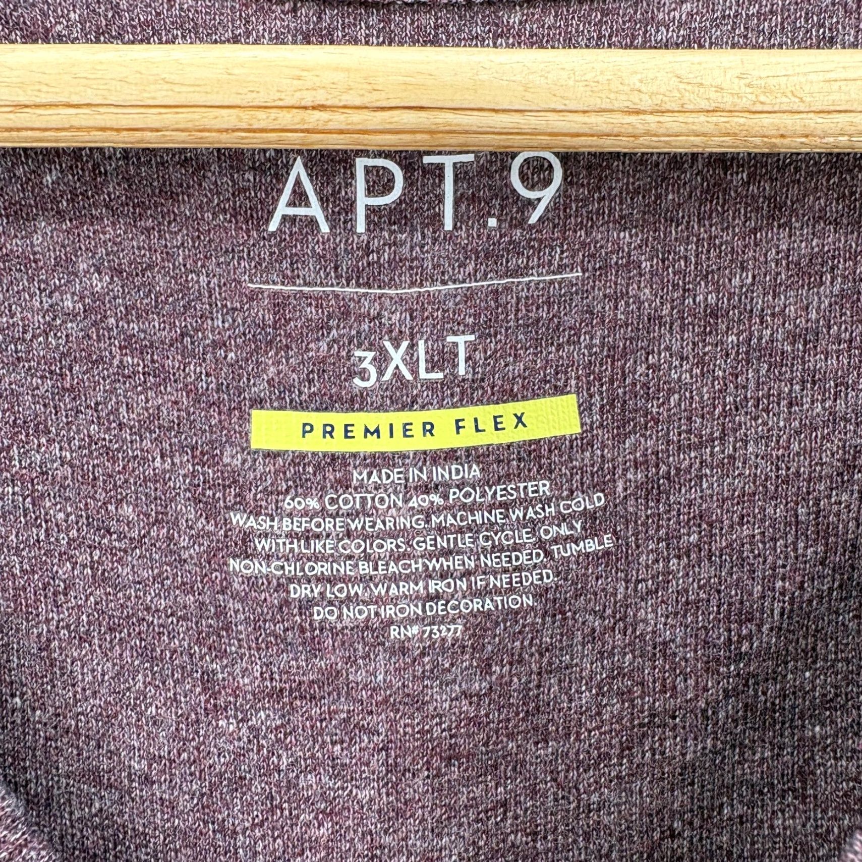Apt. 9 APT.9 Shirt Mens 3XLT Red Wine Henley Long Sleeve Stretch Tagless Casual Size US XXL / EU 58 / 5 - 4 Thumbnail