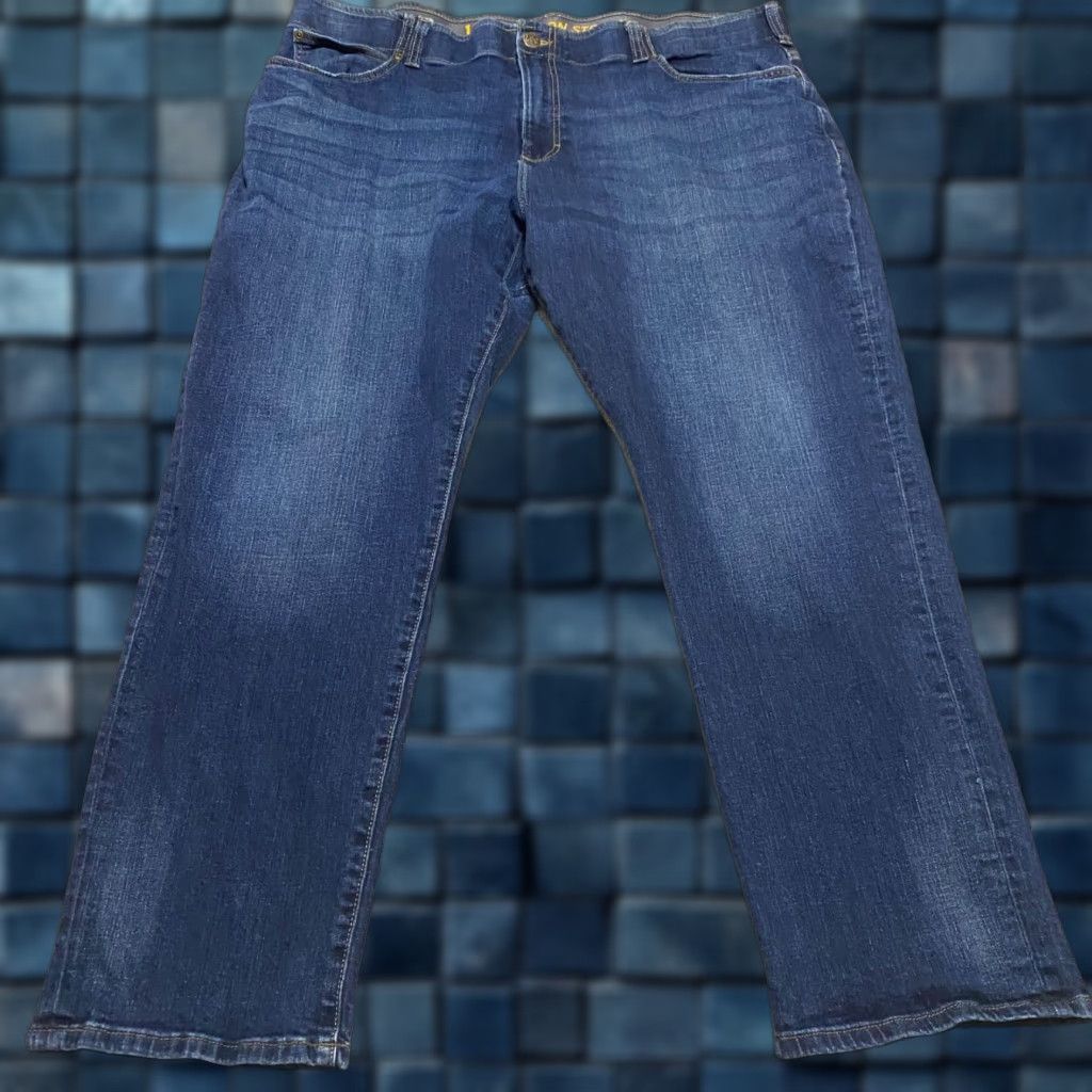 Lee Lee Jeans Mens Jeans 42x30 Blue Denim Dark Wash Straight Leg Motion Stretch Regular Fit 5-Pocket Mens with Logo Button Zip Black Label? Size US 42 / EU 58 - 1 Thumbnail